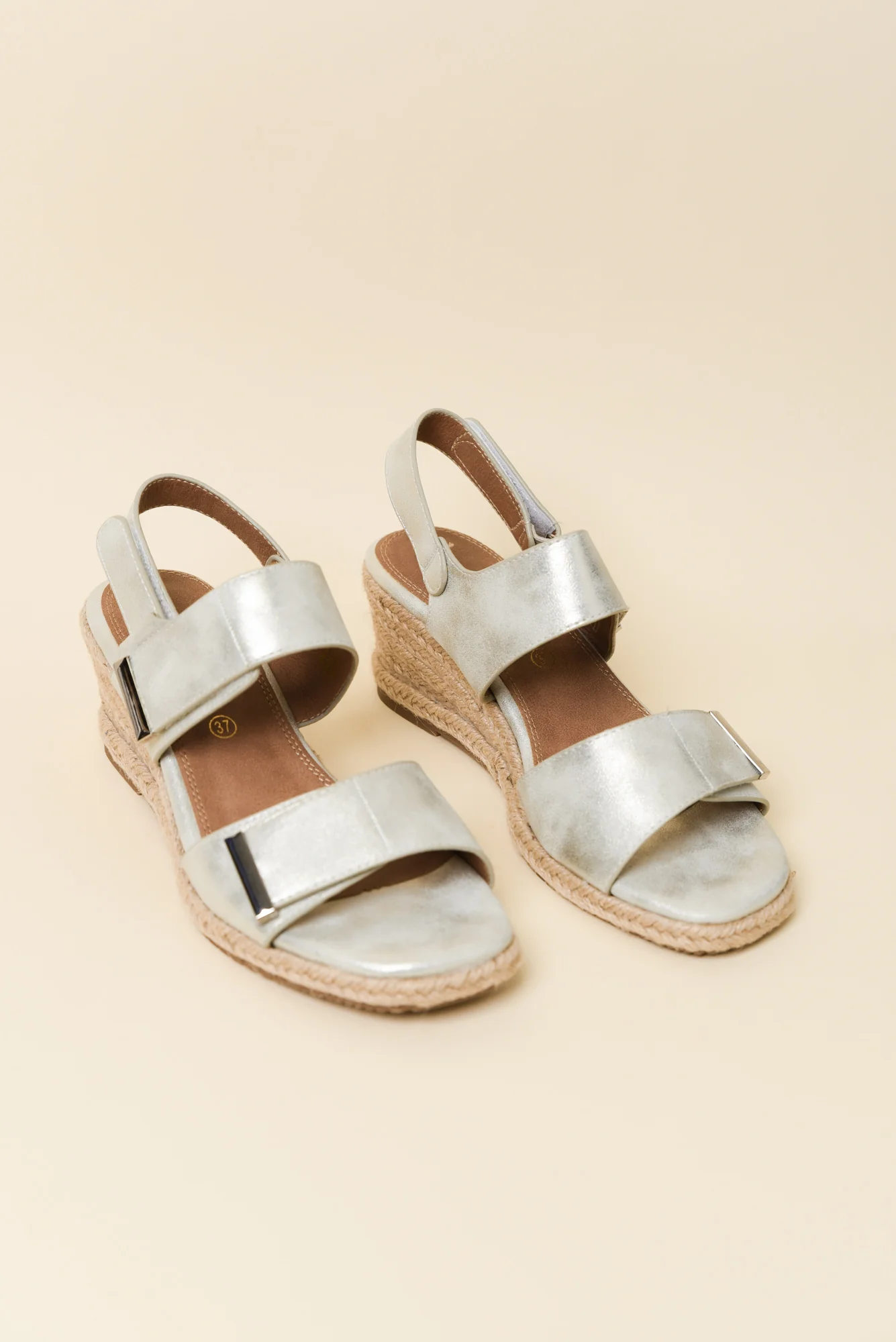 Teach Silver Espadrille Velcro Wedge - Image 2