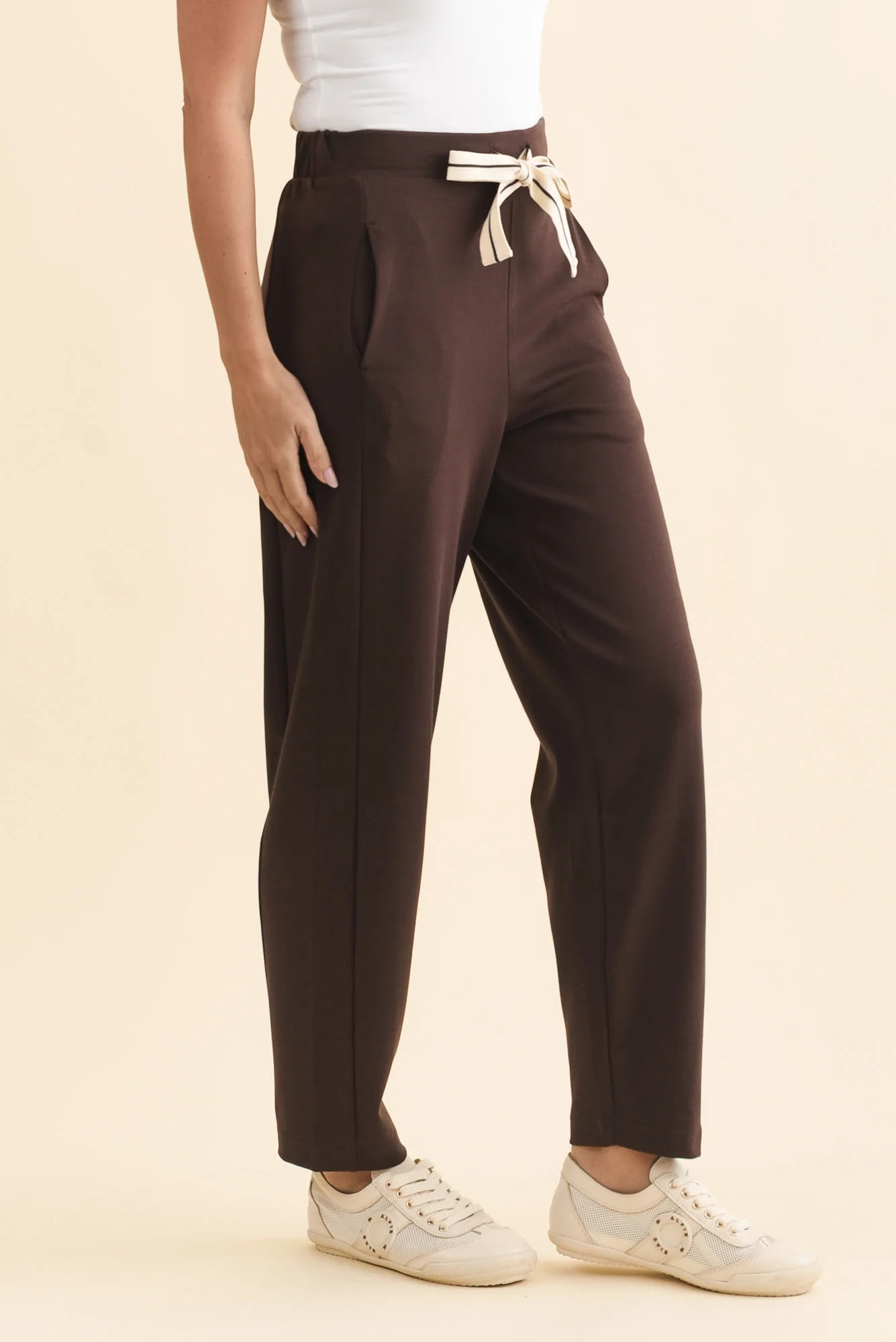 Tenille Chocolate Cotton Barrel Pants - Image 3