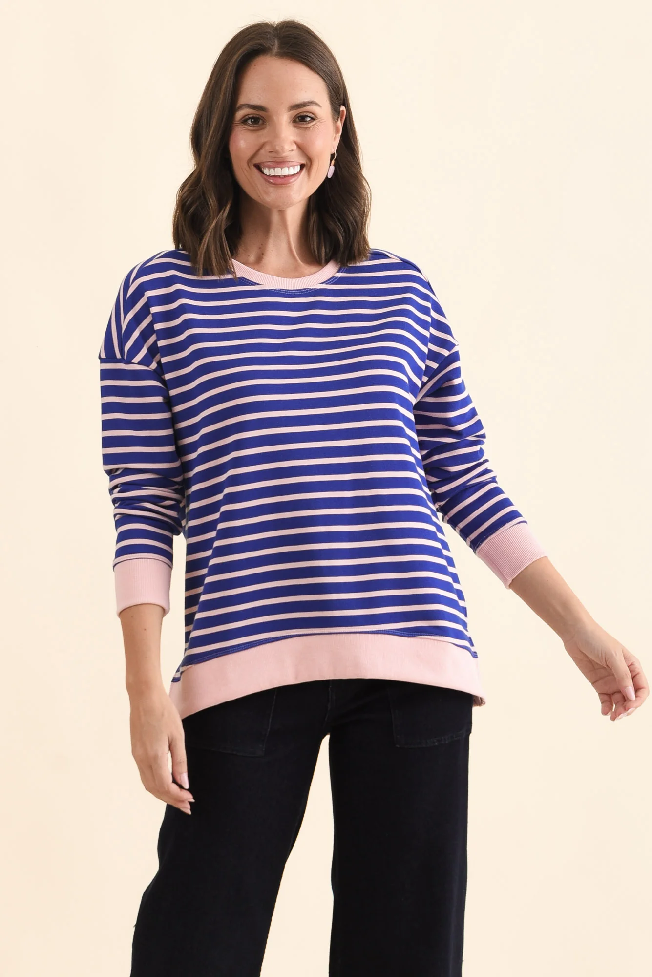 Tide Blue Stripe Cotton Blend Sweatshirt
