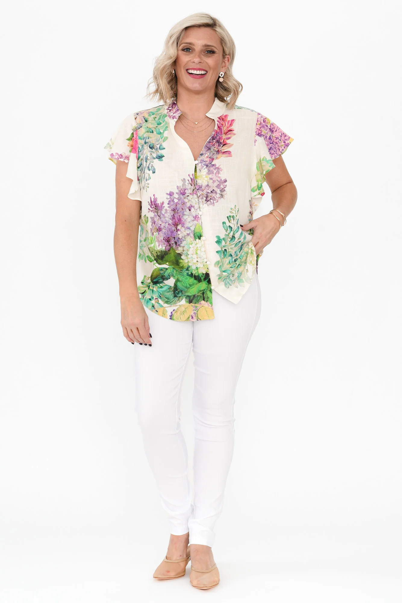 Tierra Wisteria Alba Linen Blend Top - Image 7