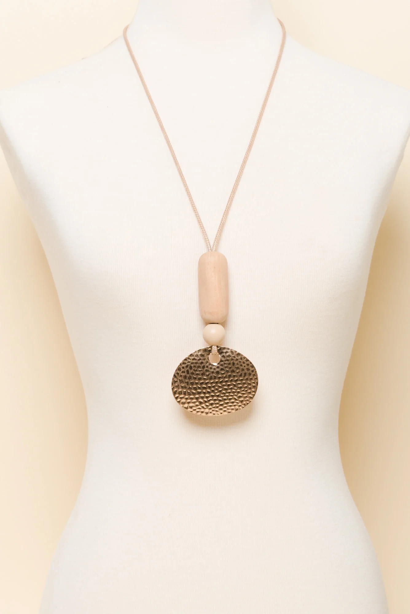 Tina Gold Beaten Pendant Necklace - Image 2