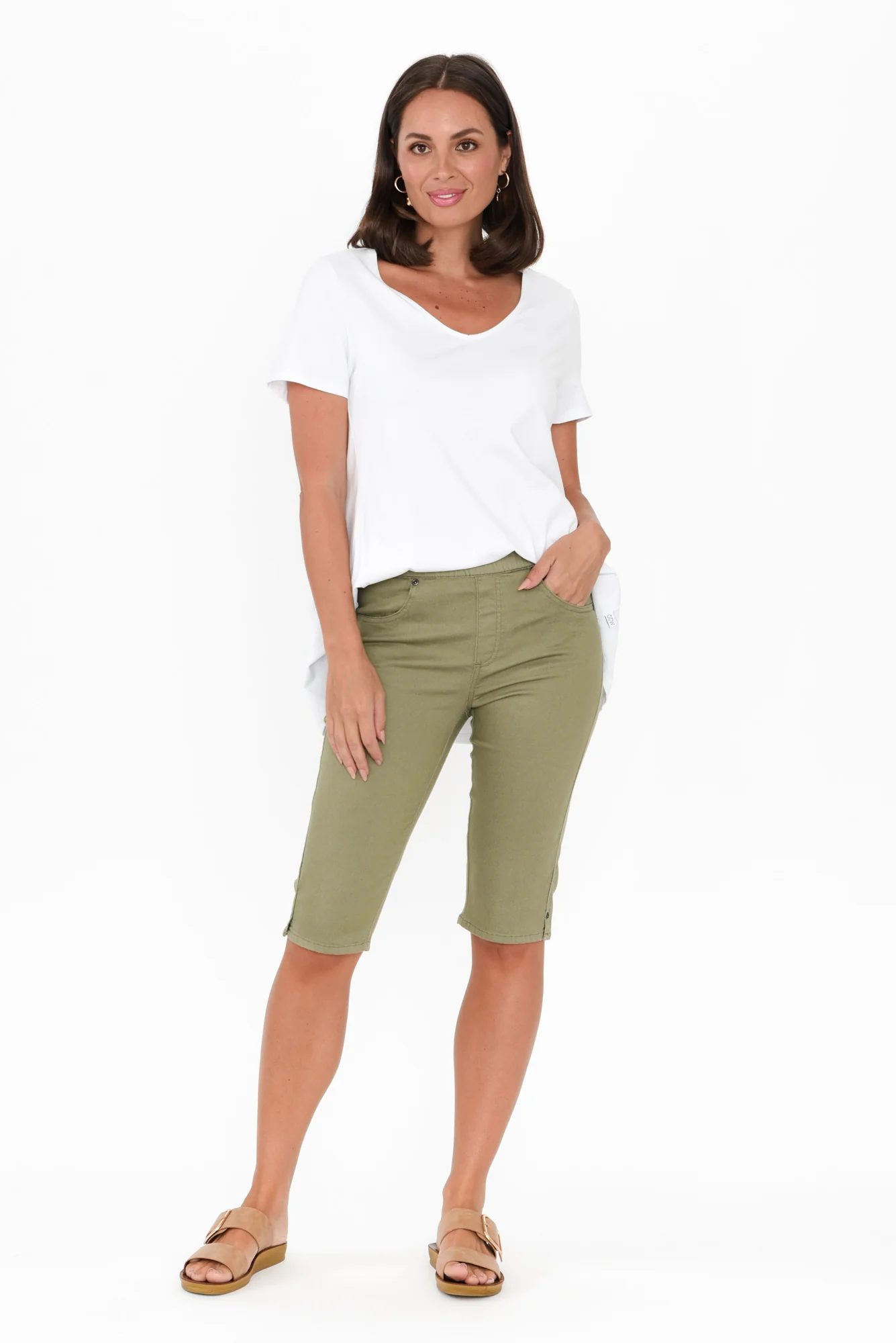 Tora Khaki Stretch Shorts - Image 7