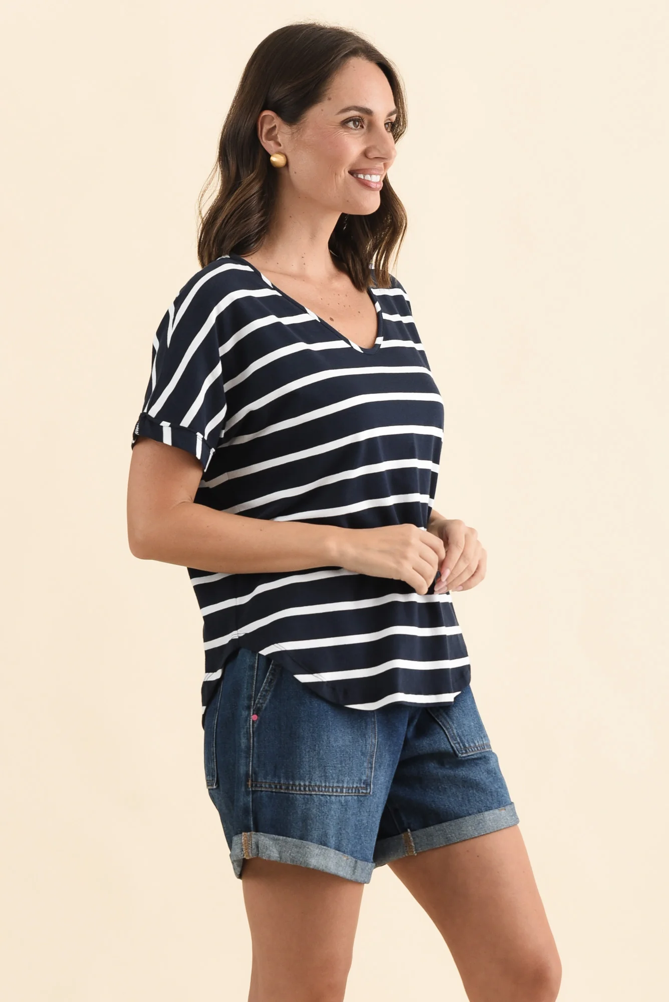 Toronto Navy Stripe Cotton Tee - Image 3