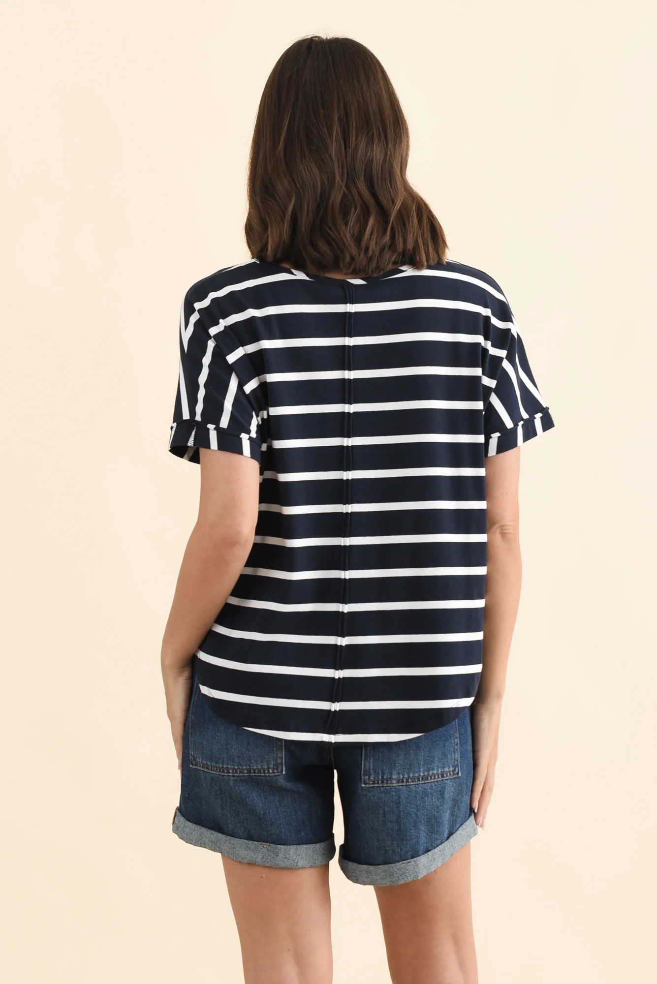 Toronto Navy Stripe Cotton Tee - Image 4