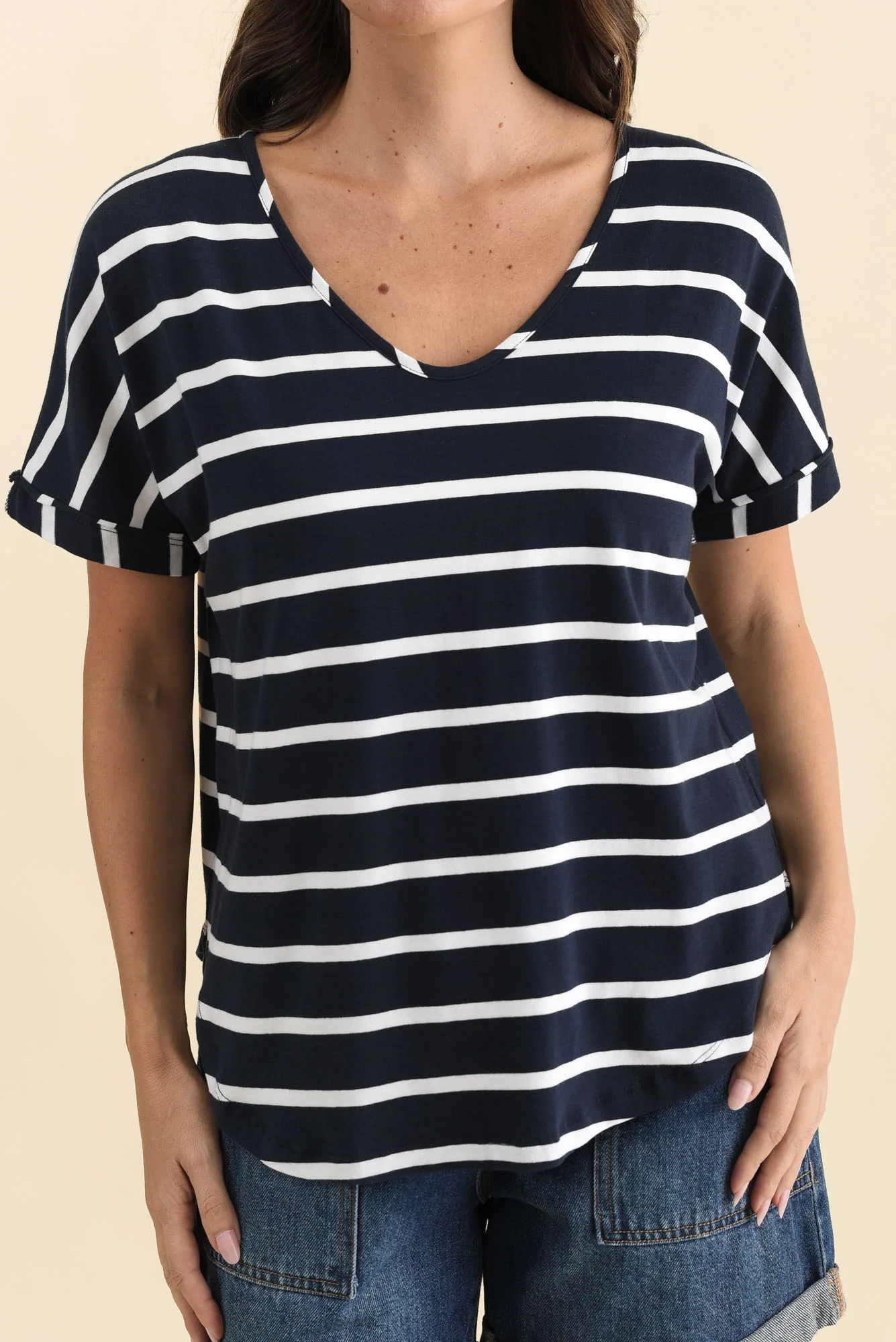 Toronto Navy Stripe Cotton Tee - Image 5
