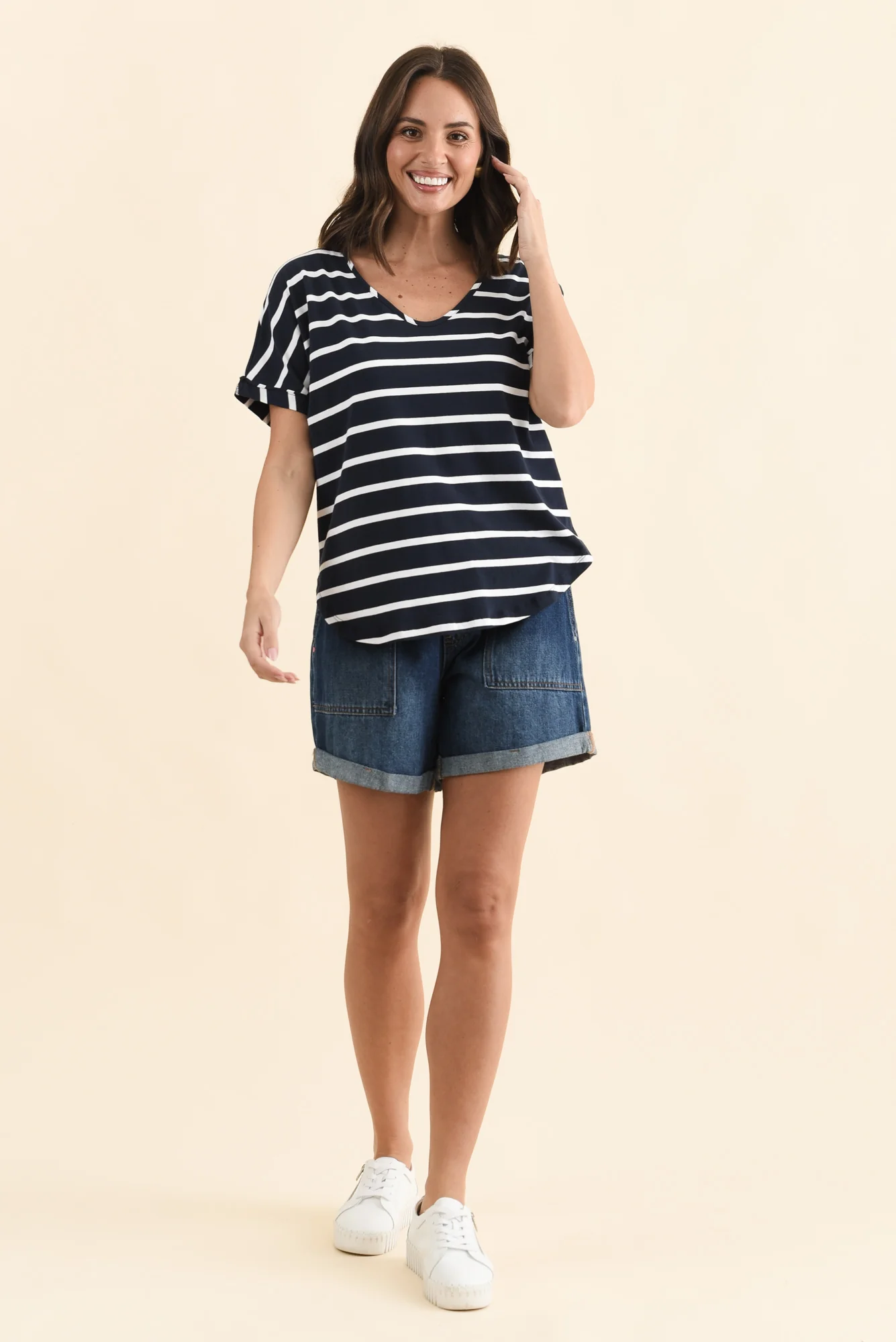 Toronto Navy Stripe Cotton Tee - Image 6