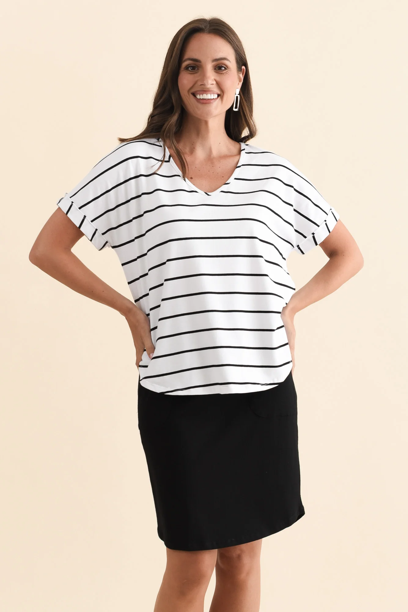 Toronto White Stripe Cotton Tee