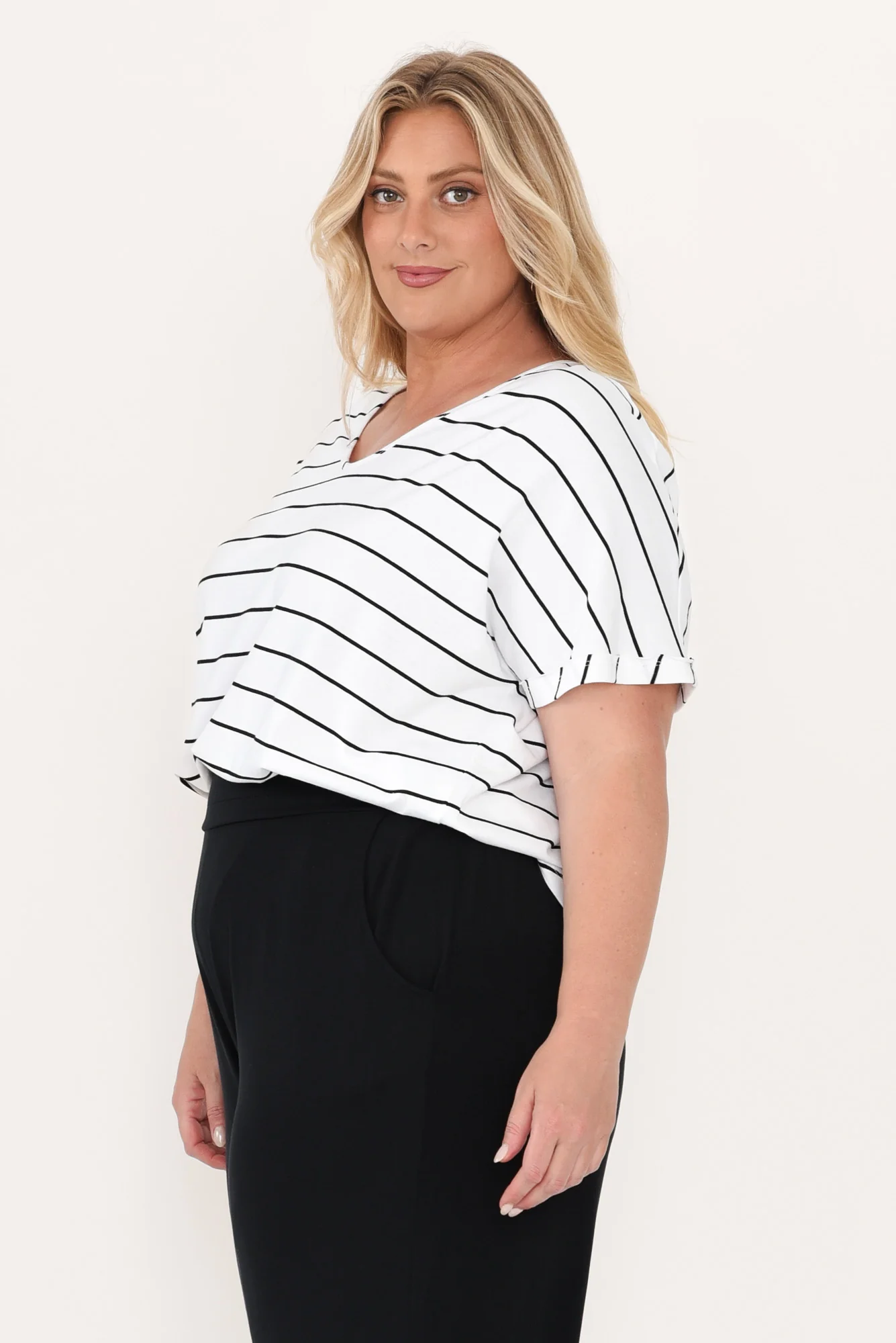 Toronto White Stripe Cotton Tee - Image 9