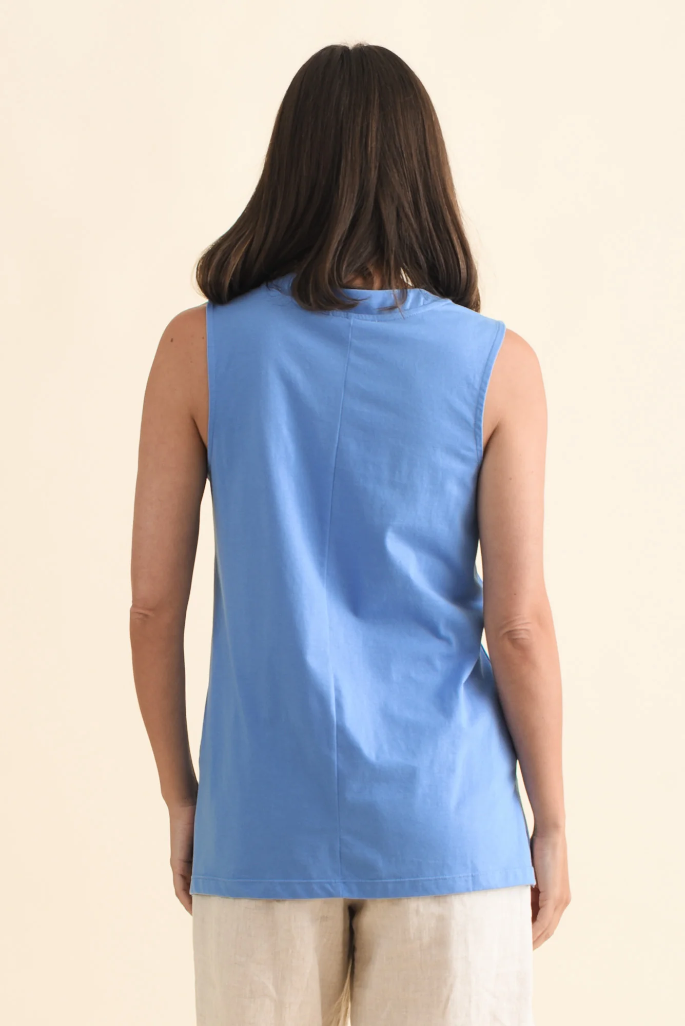 Trinity Blue Cotton V Neck Tank - Image 5