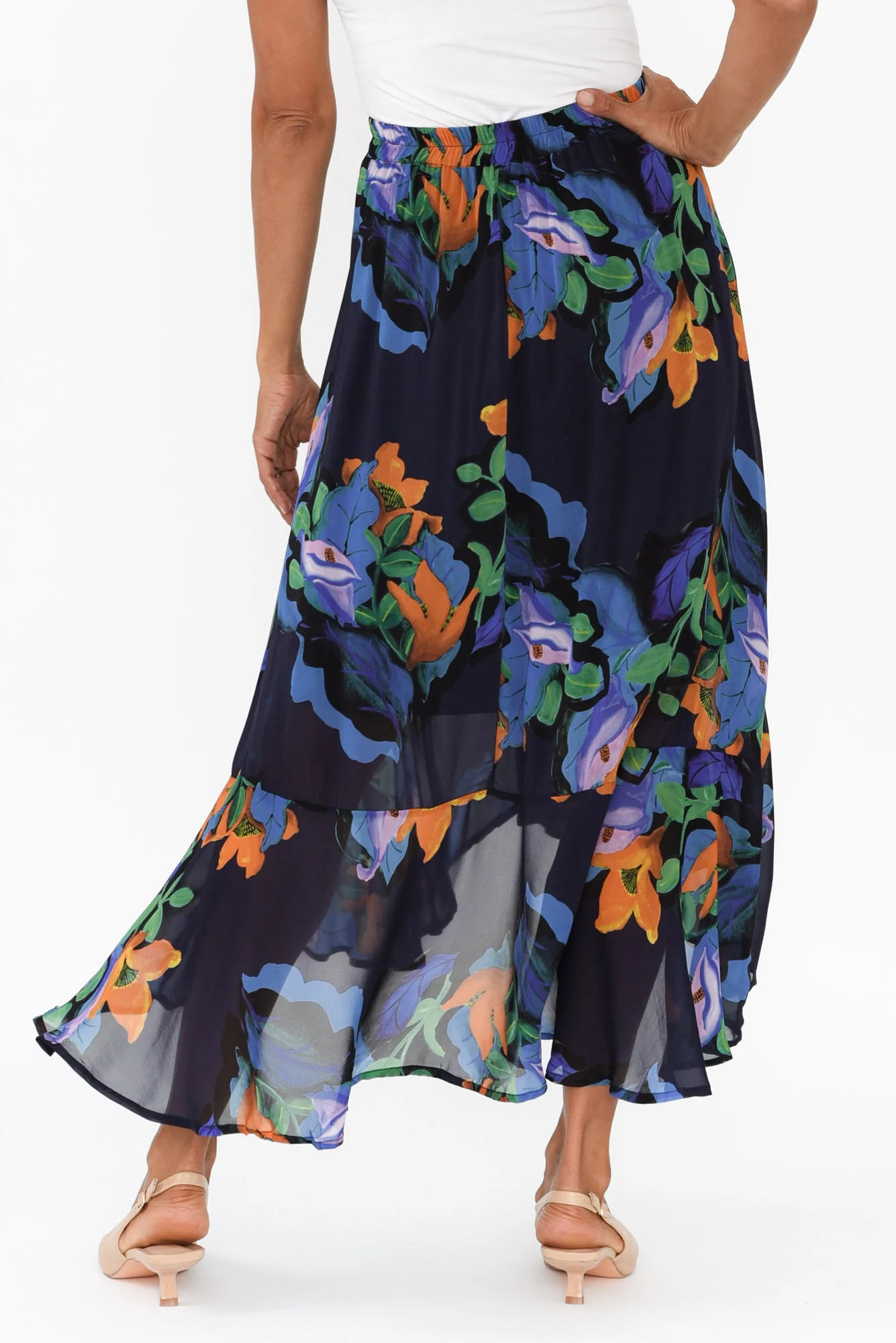 Twilight Navy Floral Skirt - Image 5