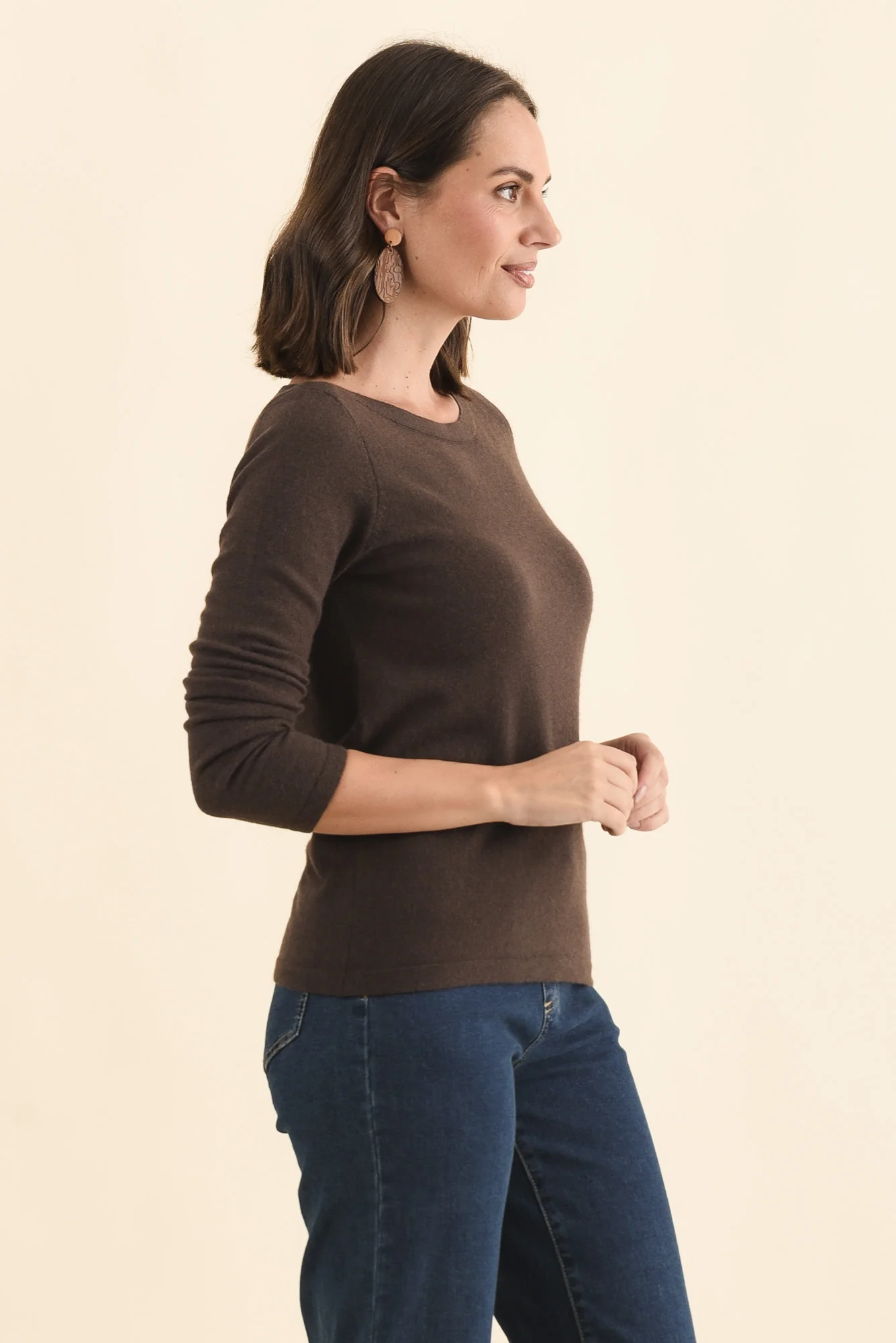 Valery Chocolate Wool Cashmere Jumper - Image 3