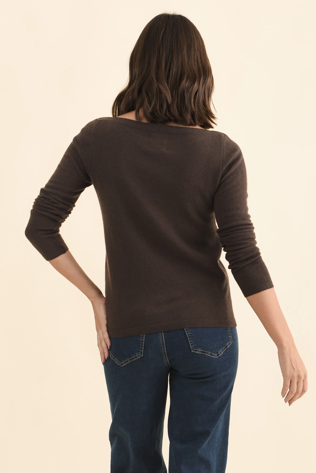 Valery Chocolate Wool Cashmere Jumper - Image 4