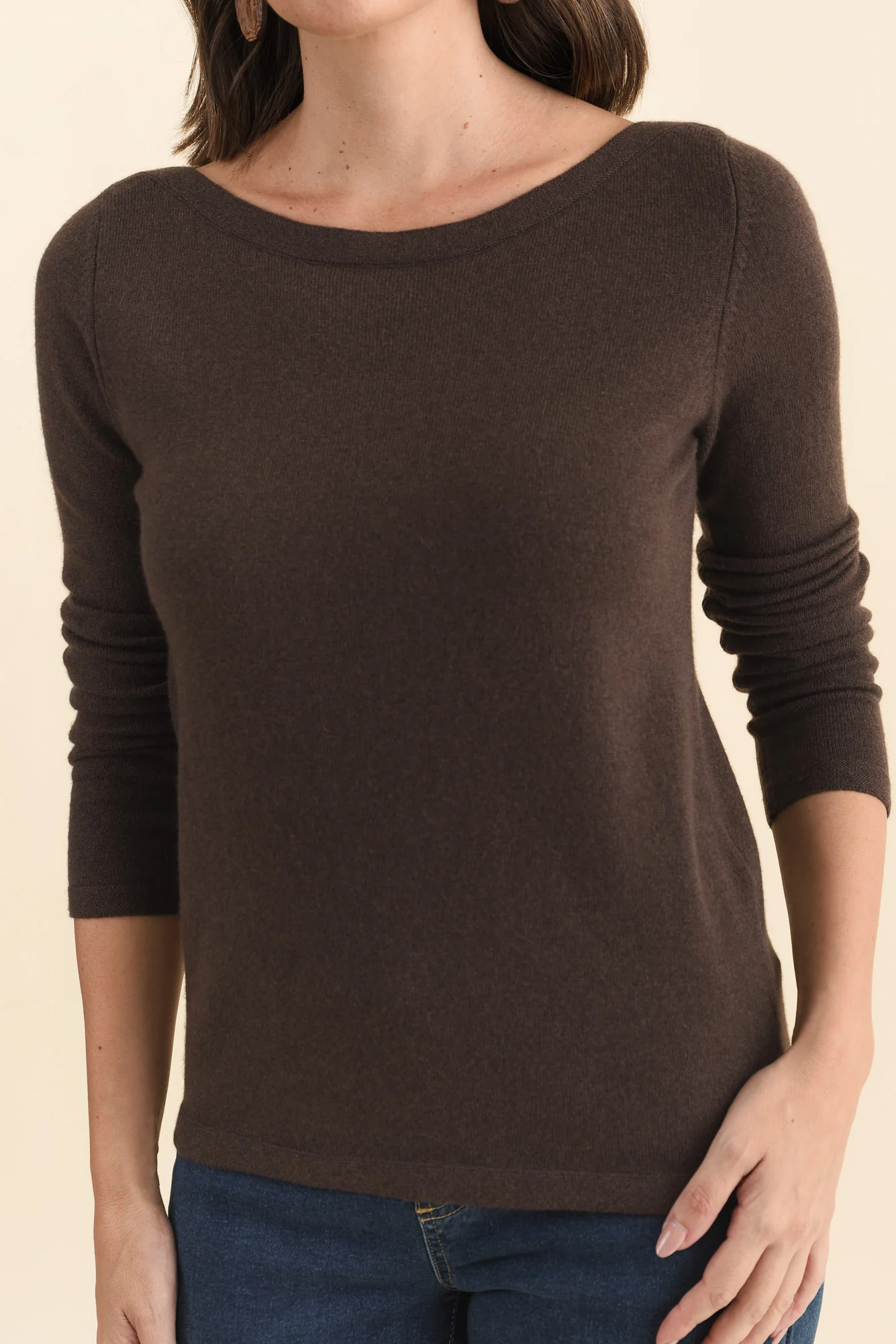 Valery Chocolate Wool Cashmere Jumper - Image 5