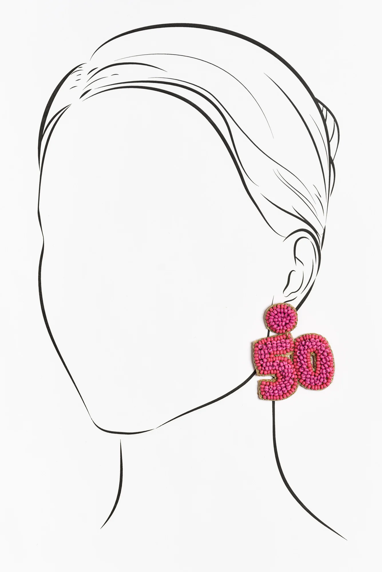 Valette Pink Beaded 50 Earrings - Image 2