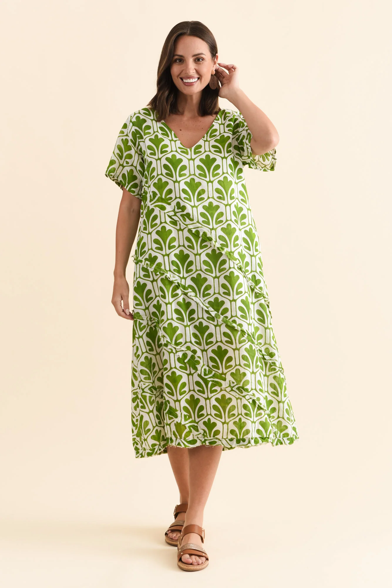 Vanessa Green Abstract Diagonal Seam Dress - Image 6