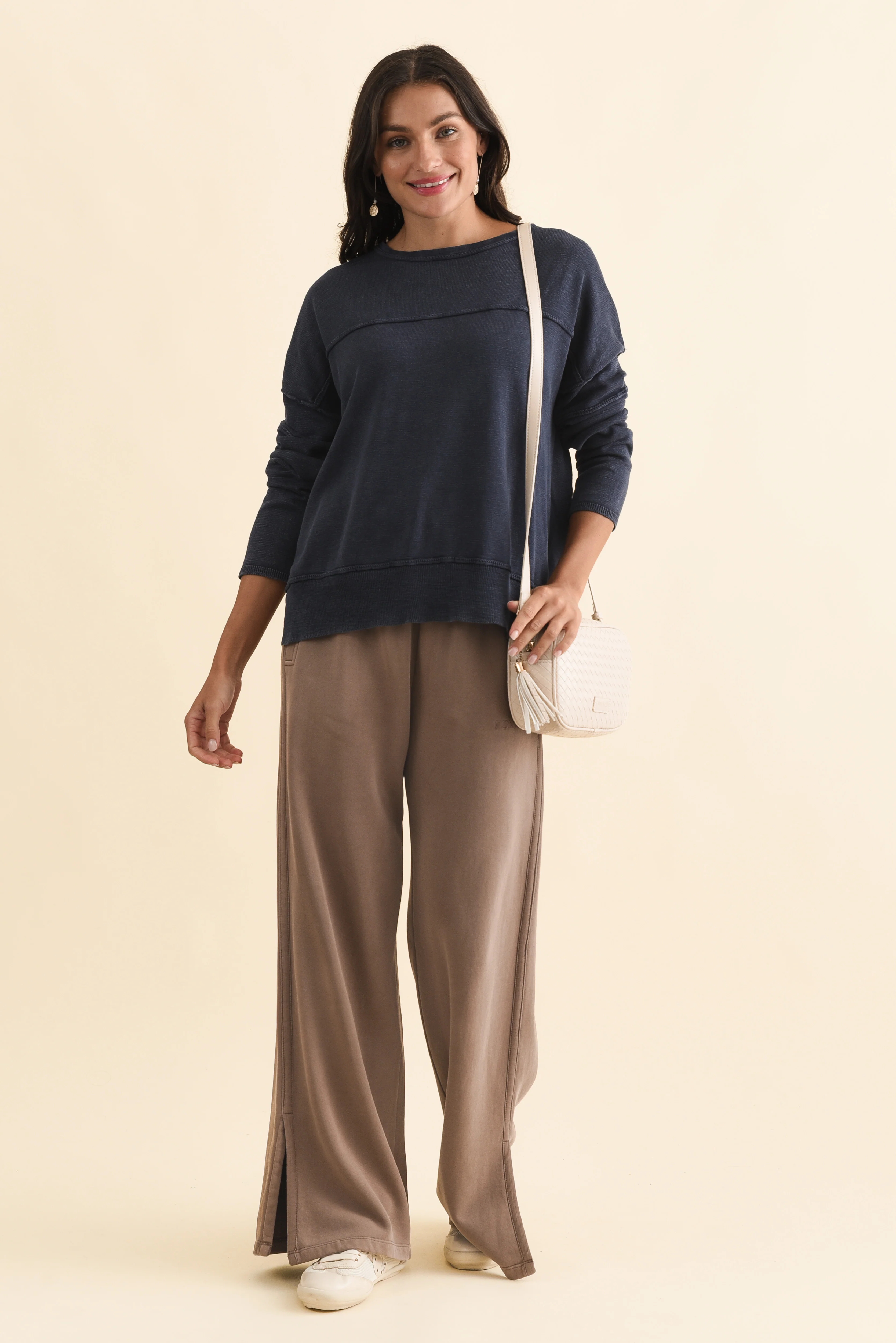 Venus Mocha Cotton Wide Leg Sweatpants - Image 2