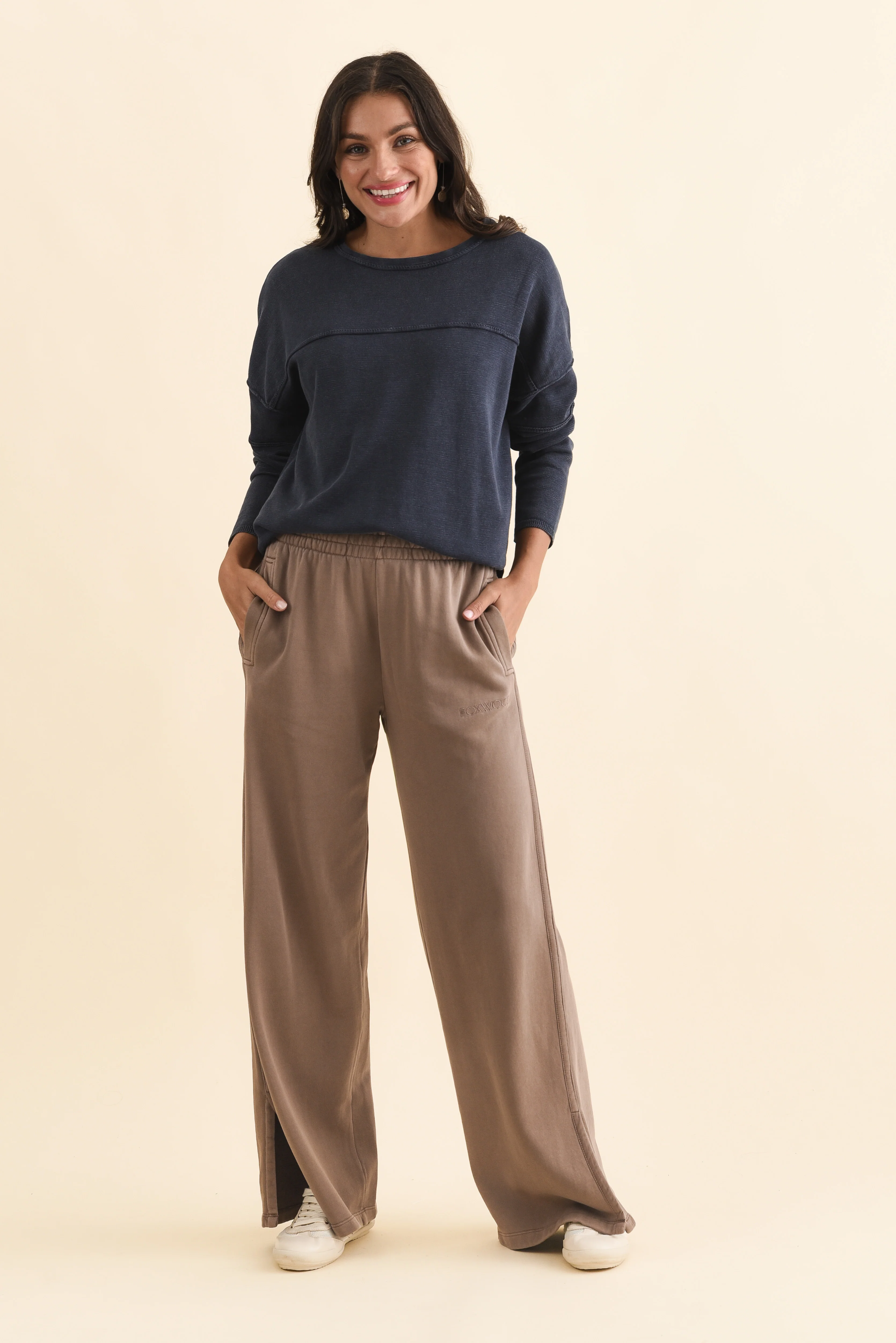 Venus Mocha Cotton Wide Leg Sweatpants - Image 6