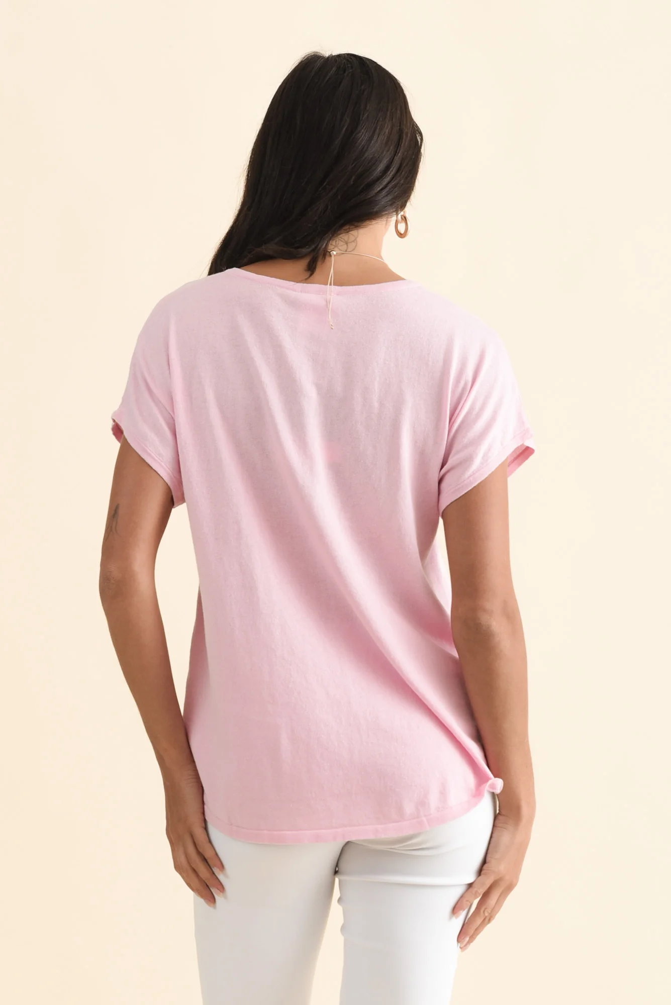 Via Pink Cotton V Neck Knit Top - Image 4