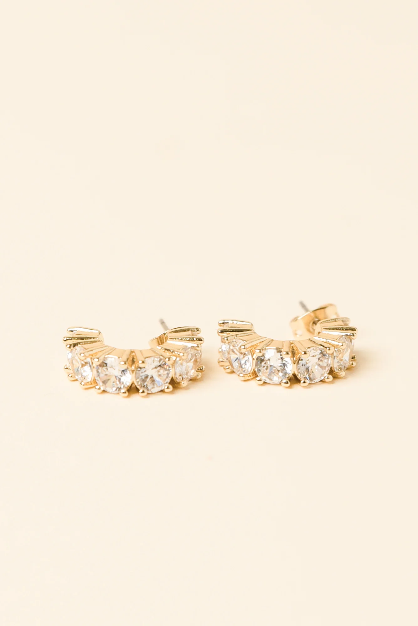 Vittoria Gold Crystal Half Hoop Earrings - Image 3