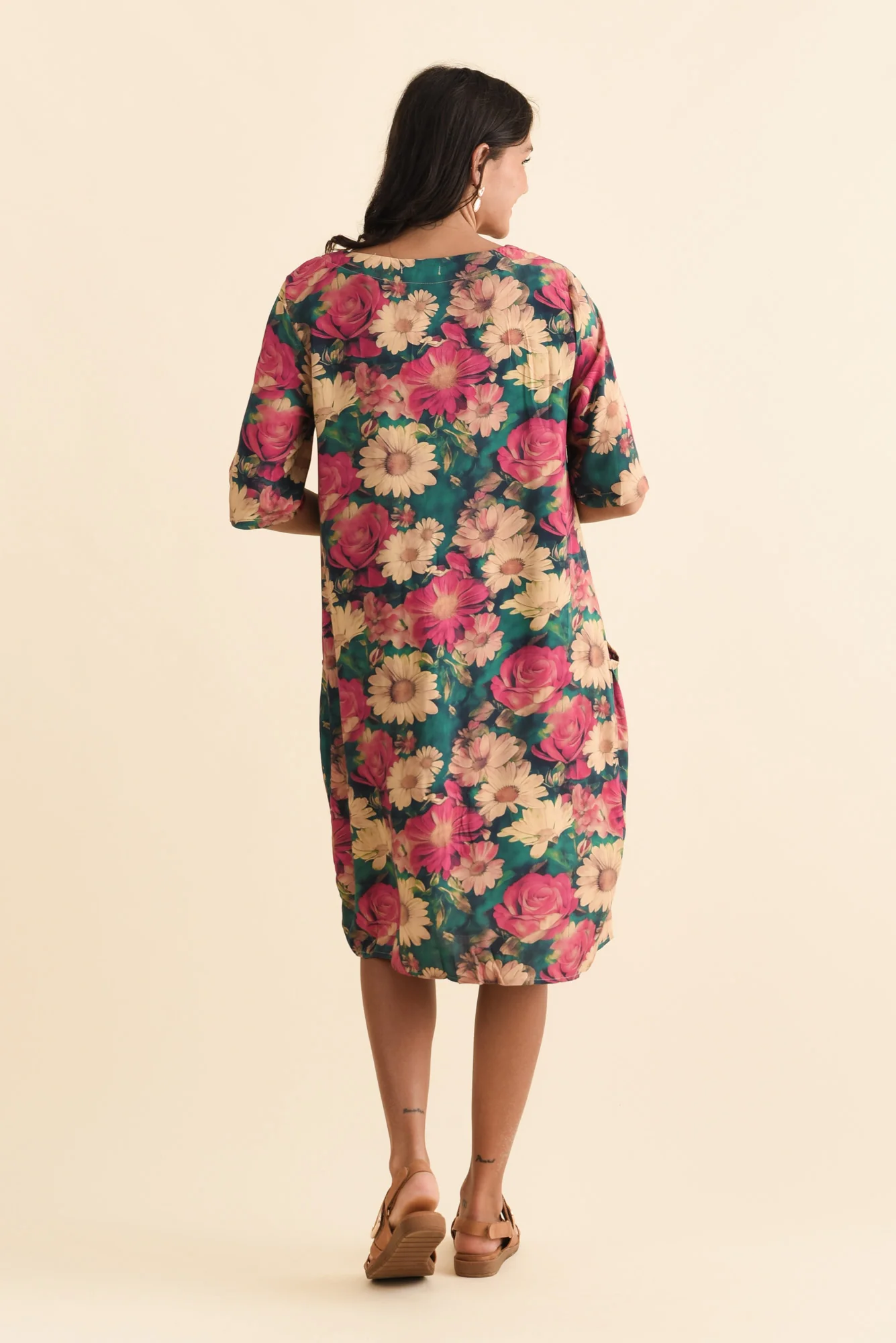 Vossi Orange Flower Pocket Dress - Image 4