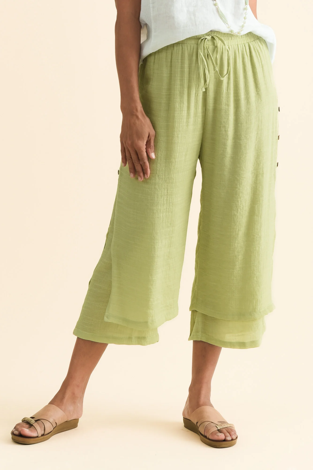 Watson Sage Cotton Blend Layered Pants