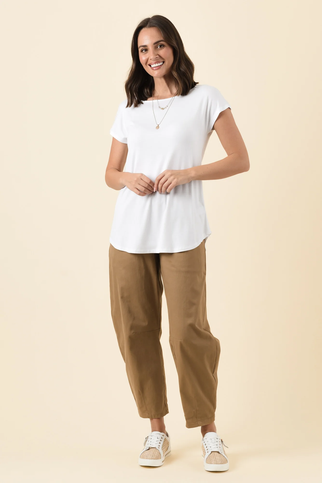 Pia White Bamboo Boatneck Tee - Image 6