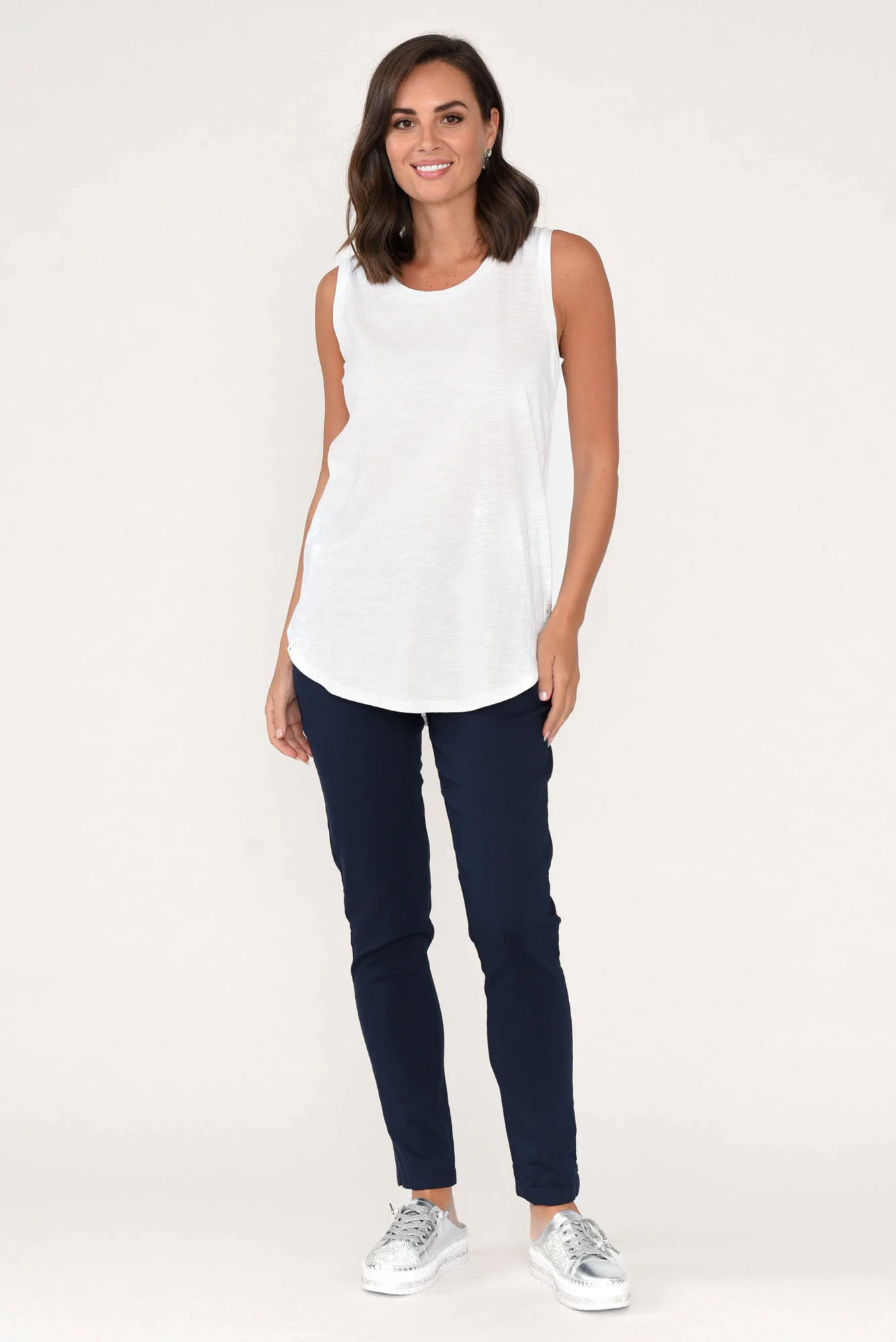 White Cotton Scoop Tank - Image 6