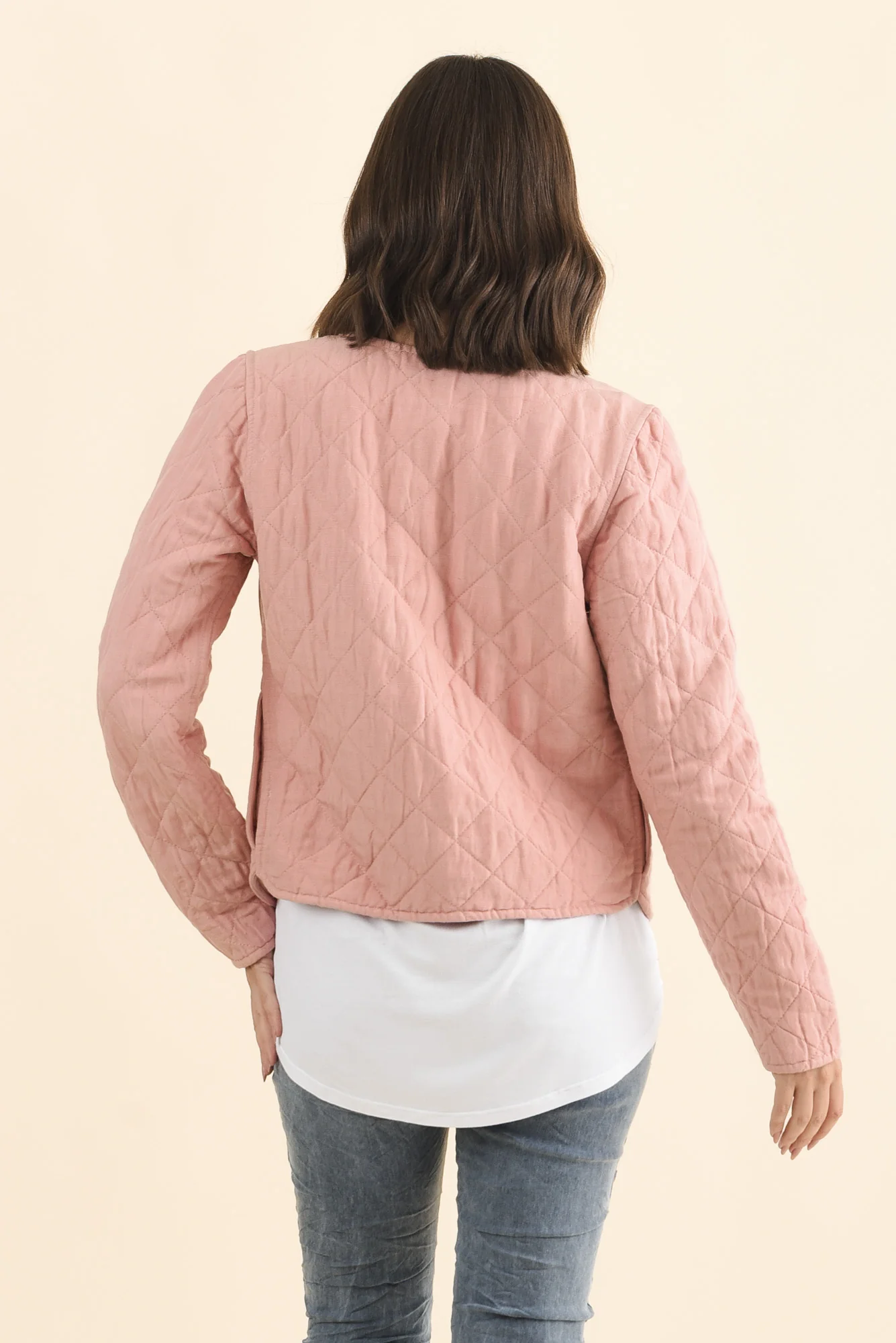 Whittaker Pink Quilted Linen Blend Jacket - Image 4
