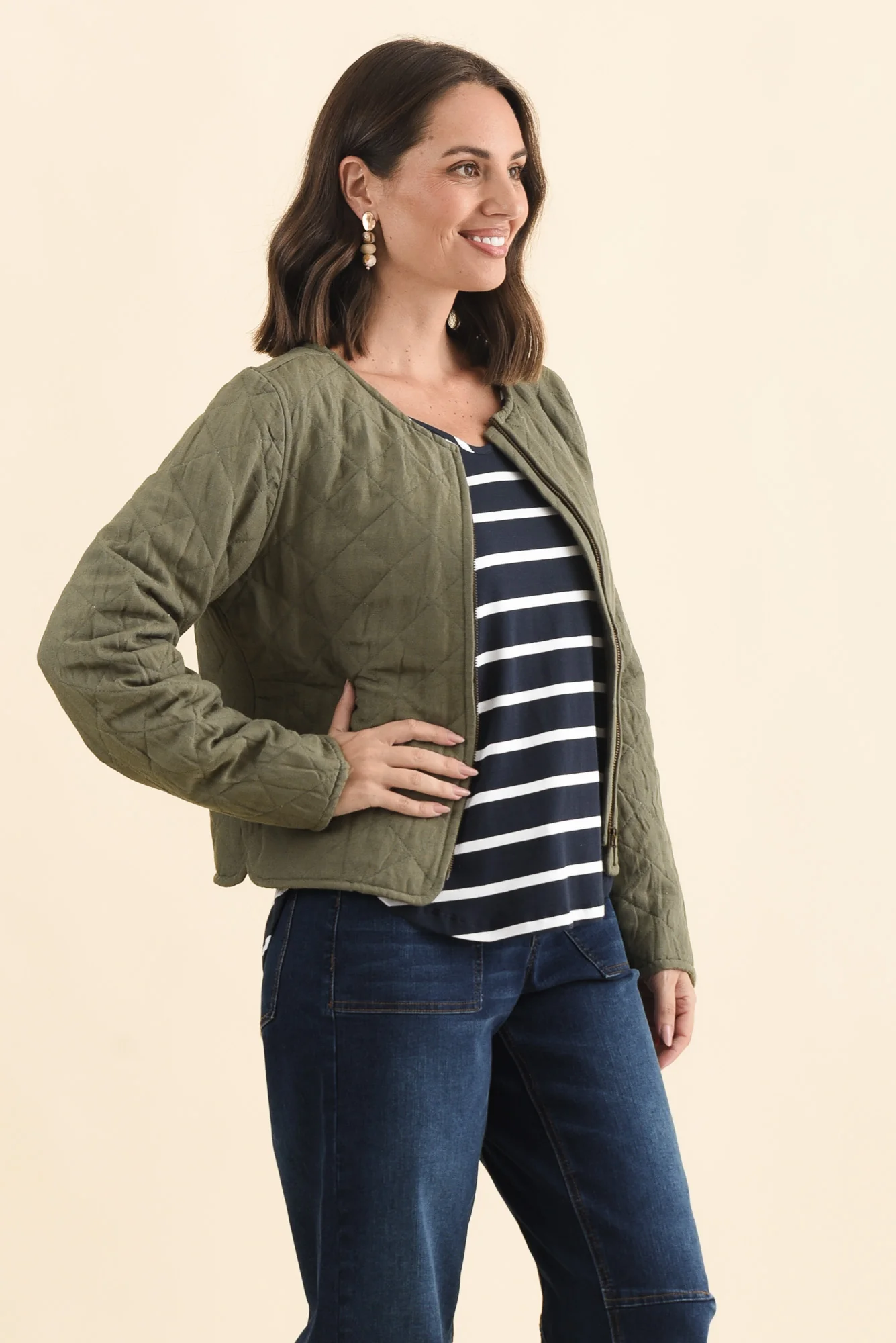 Whittaker Sage Quilted Linen Blend Jacket - Image 3