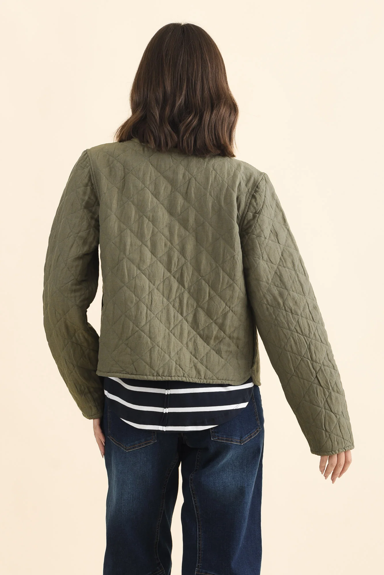 Whittaker Sage Quilted Linen Blend Jacket - Image 4