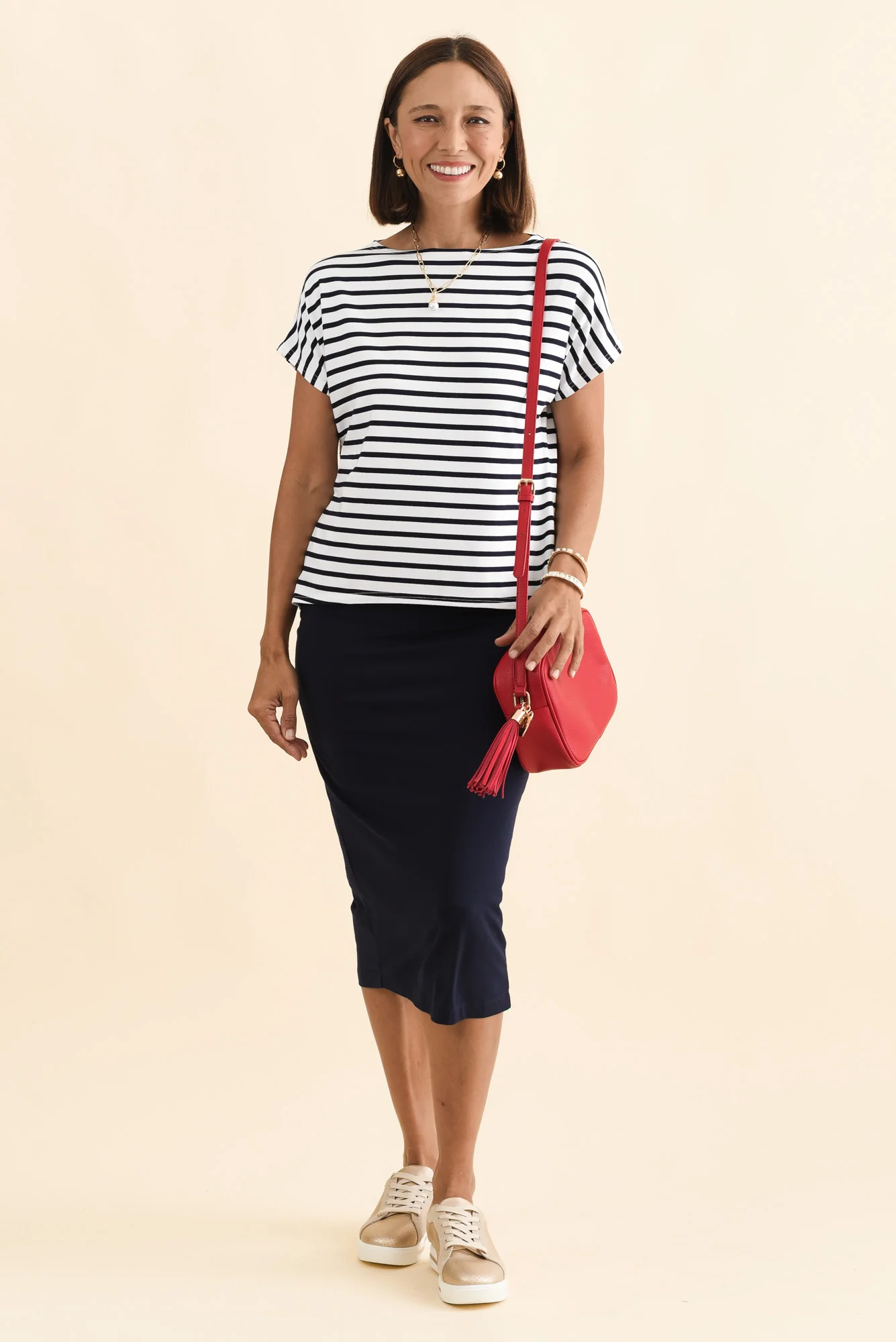 Wilde Navy Stripe Bamboo Box Tee - Image 2
