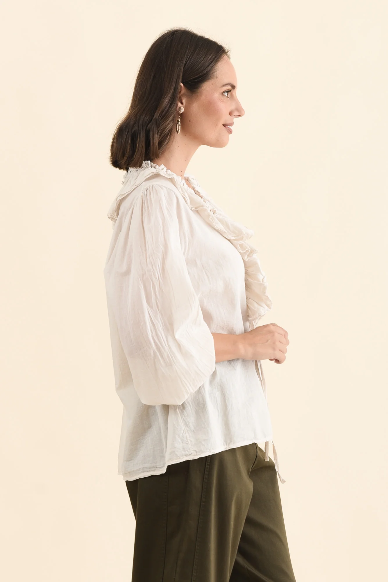 Winifred Natural Cotton Frill Top - Image 3