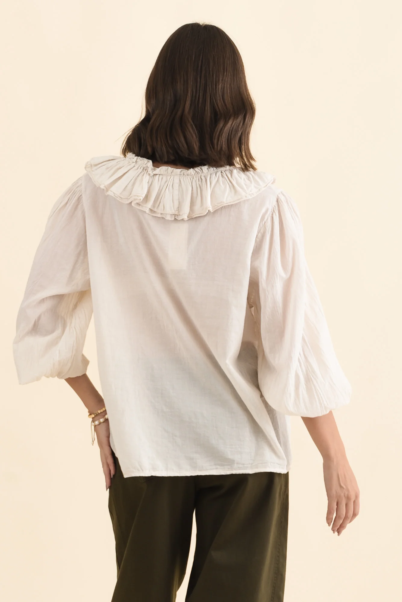 Winifred Natural Cotton Frill Top - Image 4