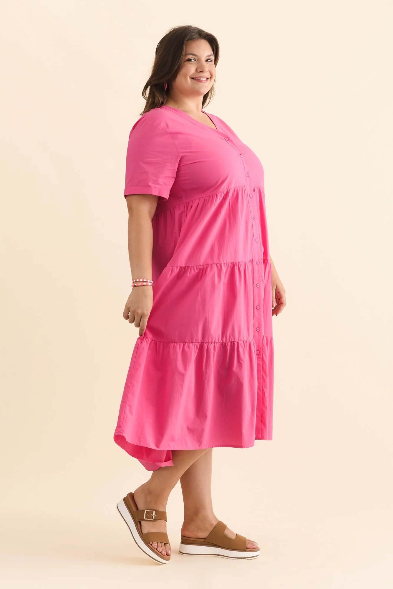 Winona Fuchsia Cotton Button Dress - Image 10
