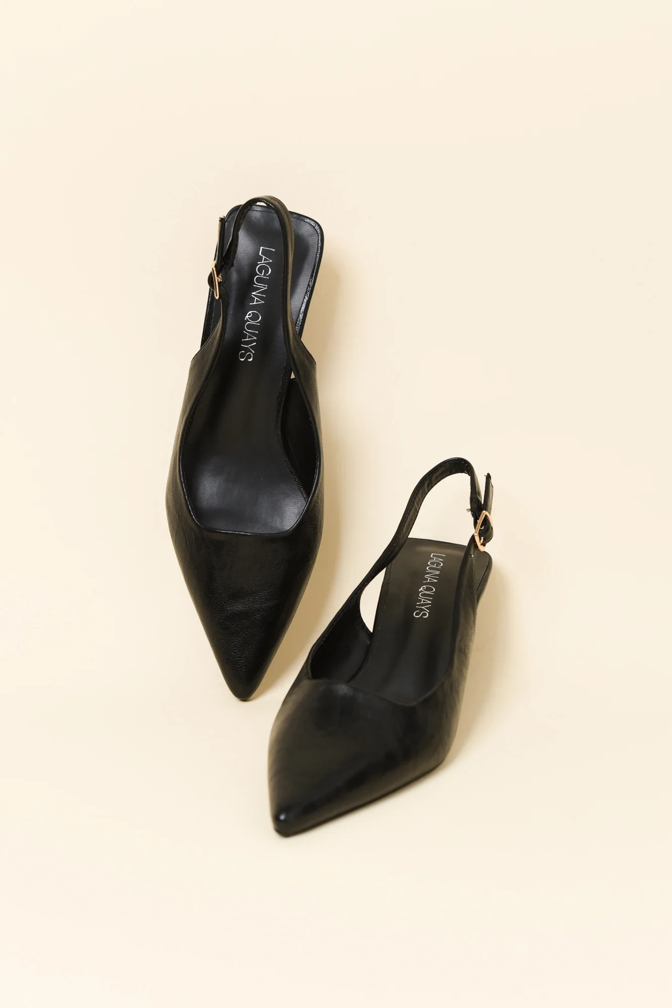 Wizz Black Leather Slingback Heel - Image 2
