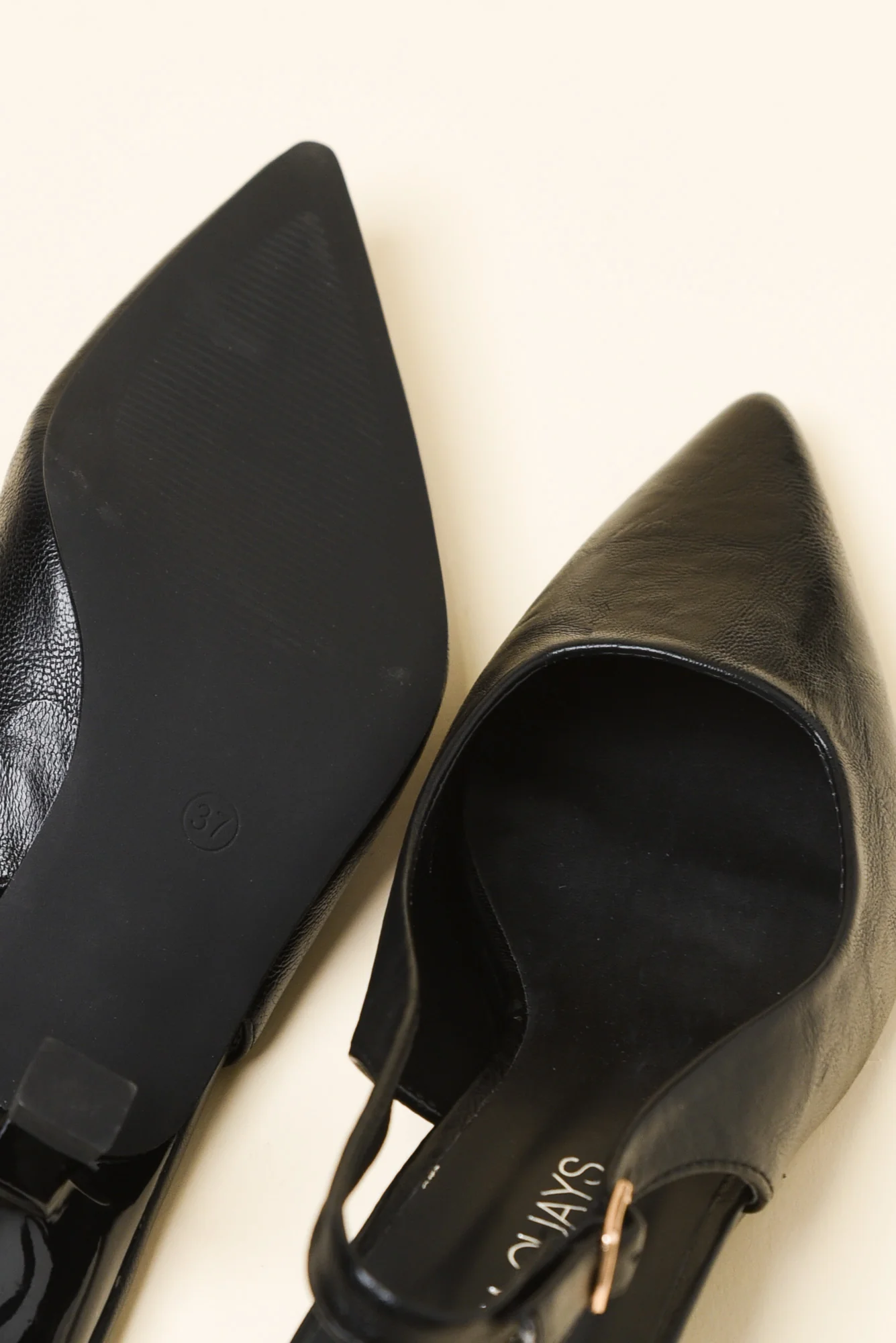 Wizz Black Leather Slingback Heel - Image 3