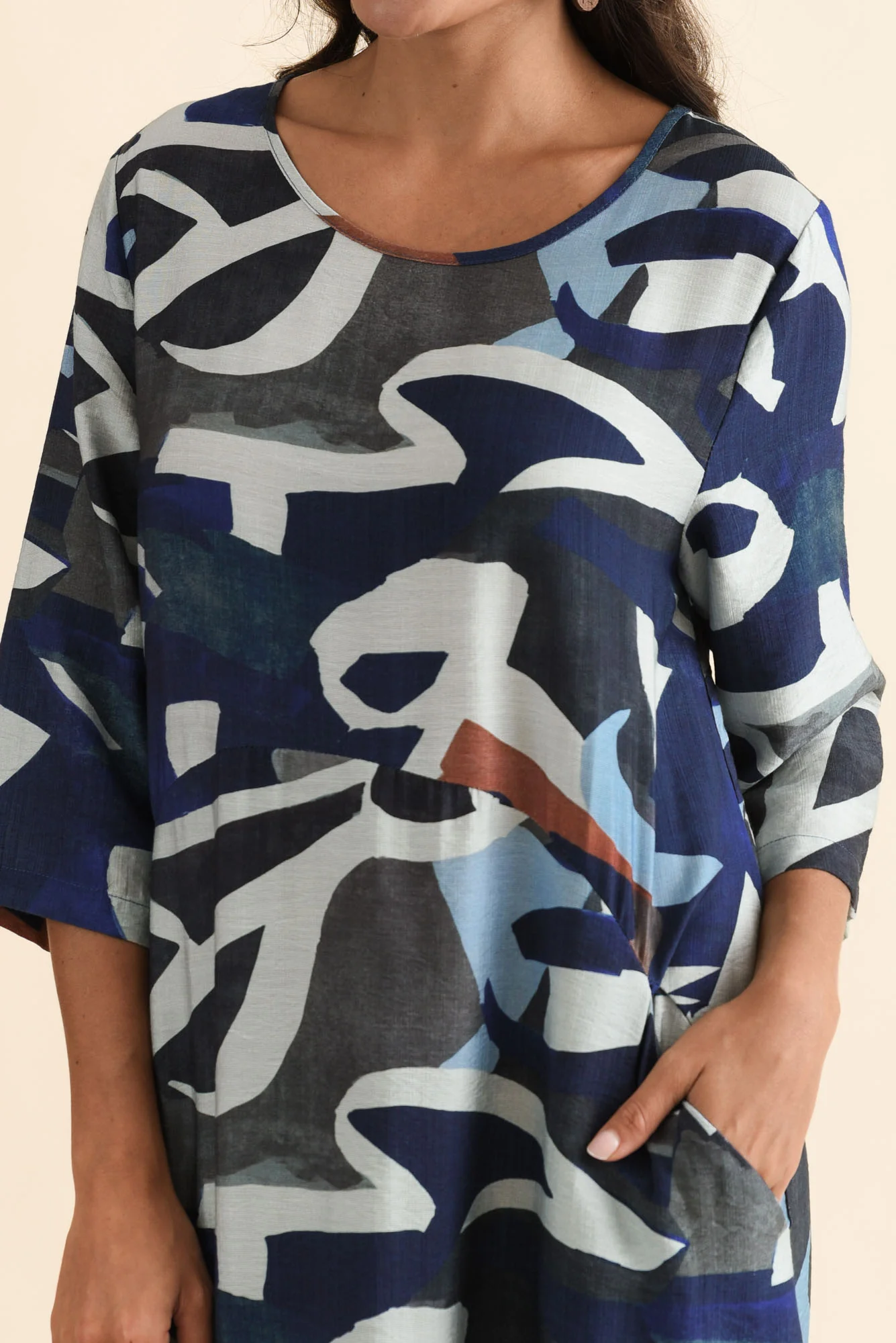 Wynton Blue Abstract Crescent Dress - Image 6