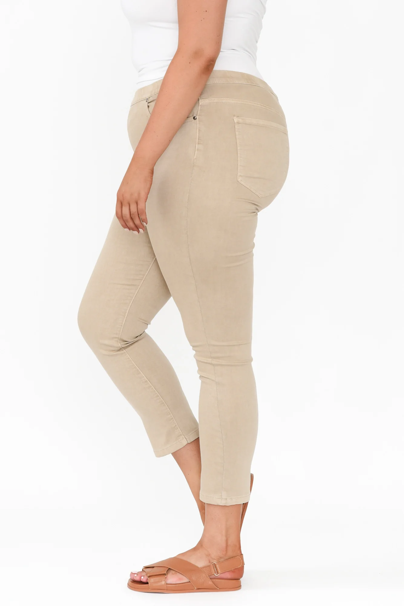 Zadie Beige Stretch Jeans - Image 10