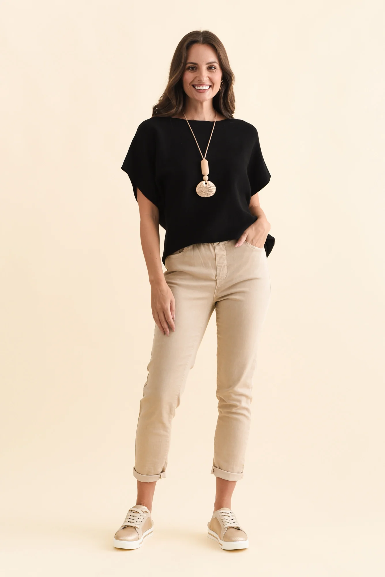Zadie Beige Stretch Jeans - Image 5