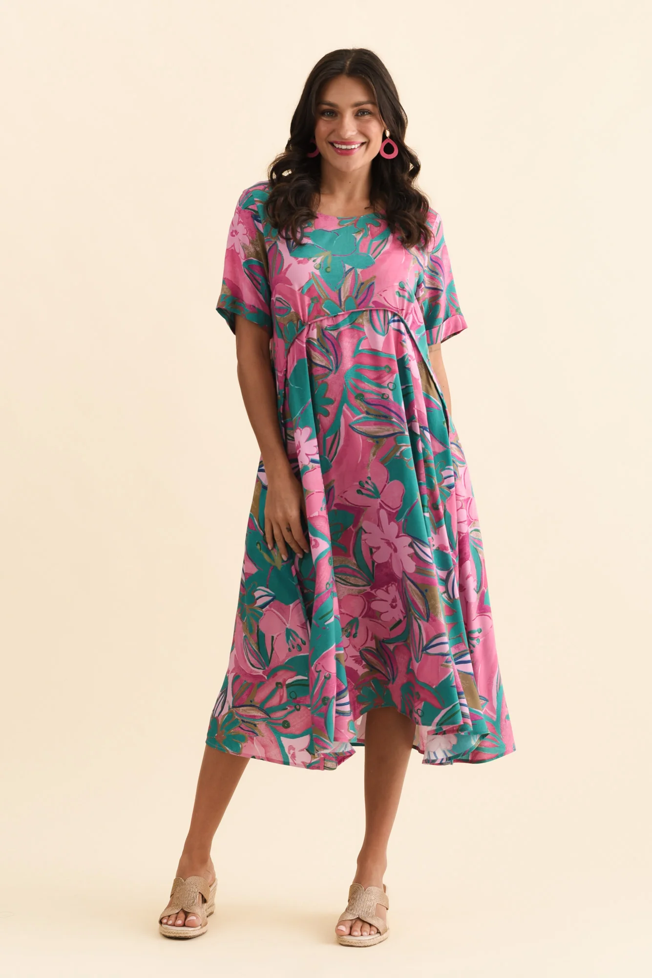 Zaelia Pink Floral Crescent Dress