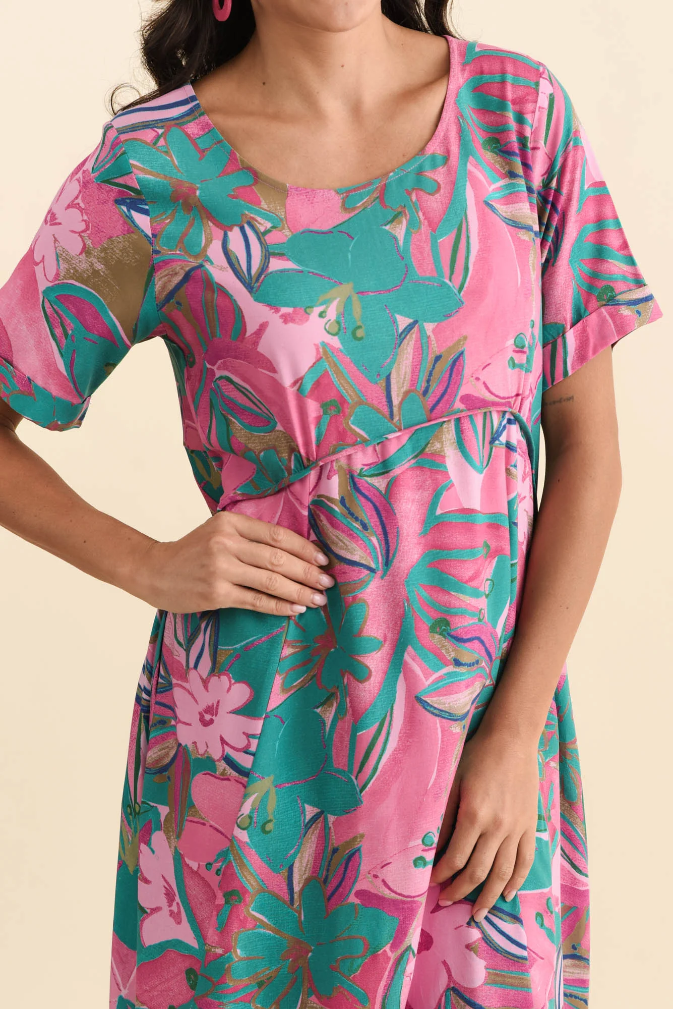 Zaelia Pink Floral Crescent Dress - Image 5