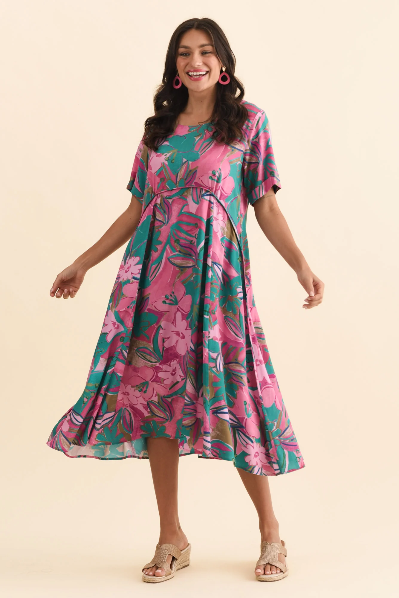 Zaelia Pink Floral Crescent Dress - Image 6