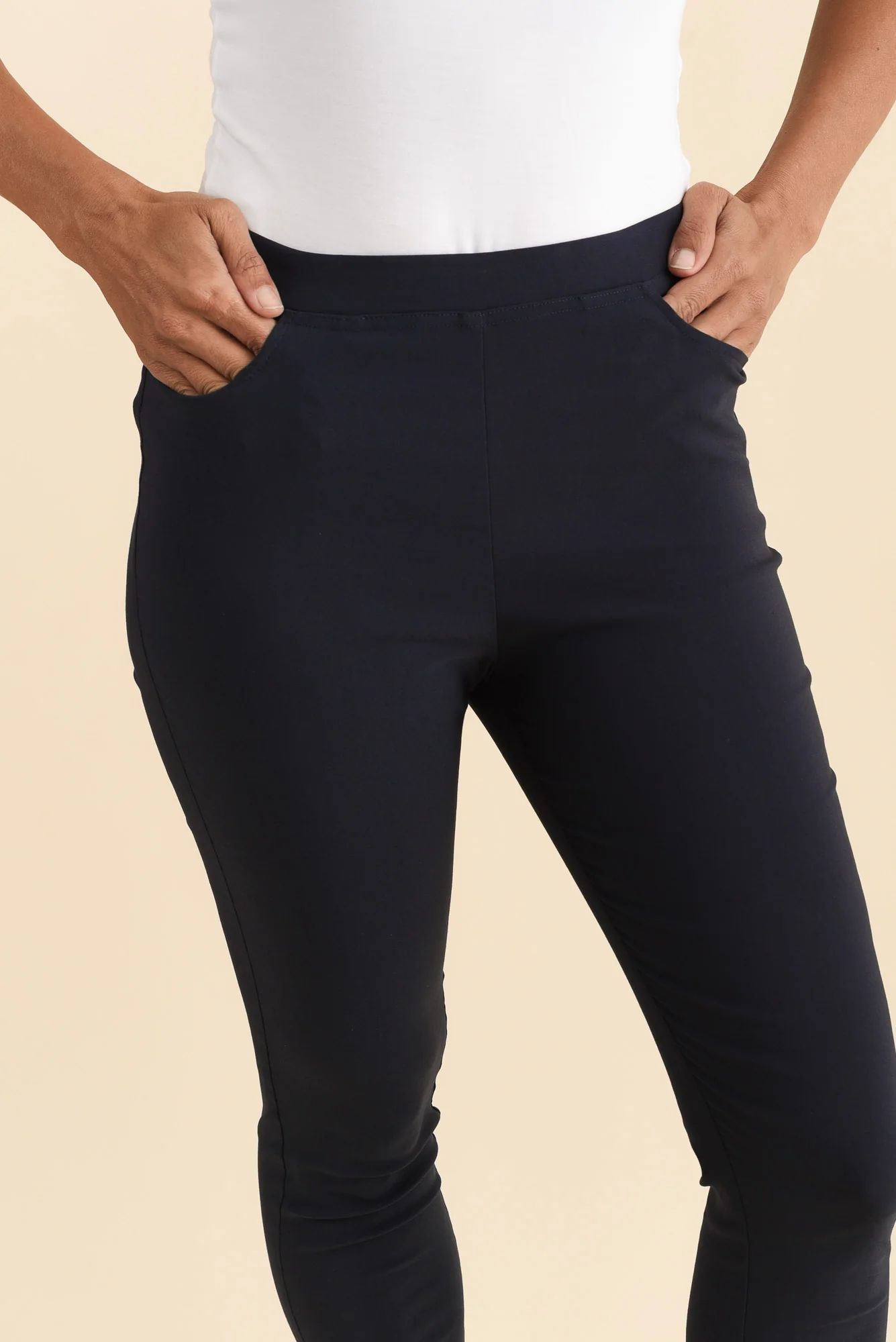 Zara Navy Stretch 7/8 Pants - Image 5
