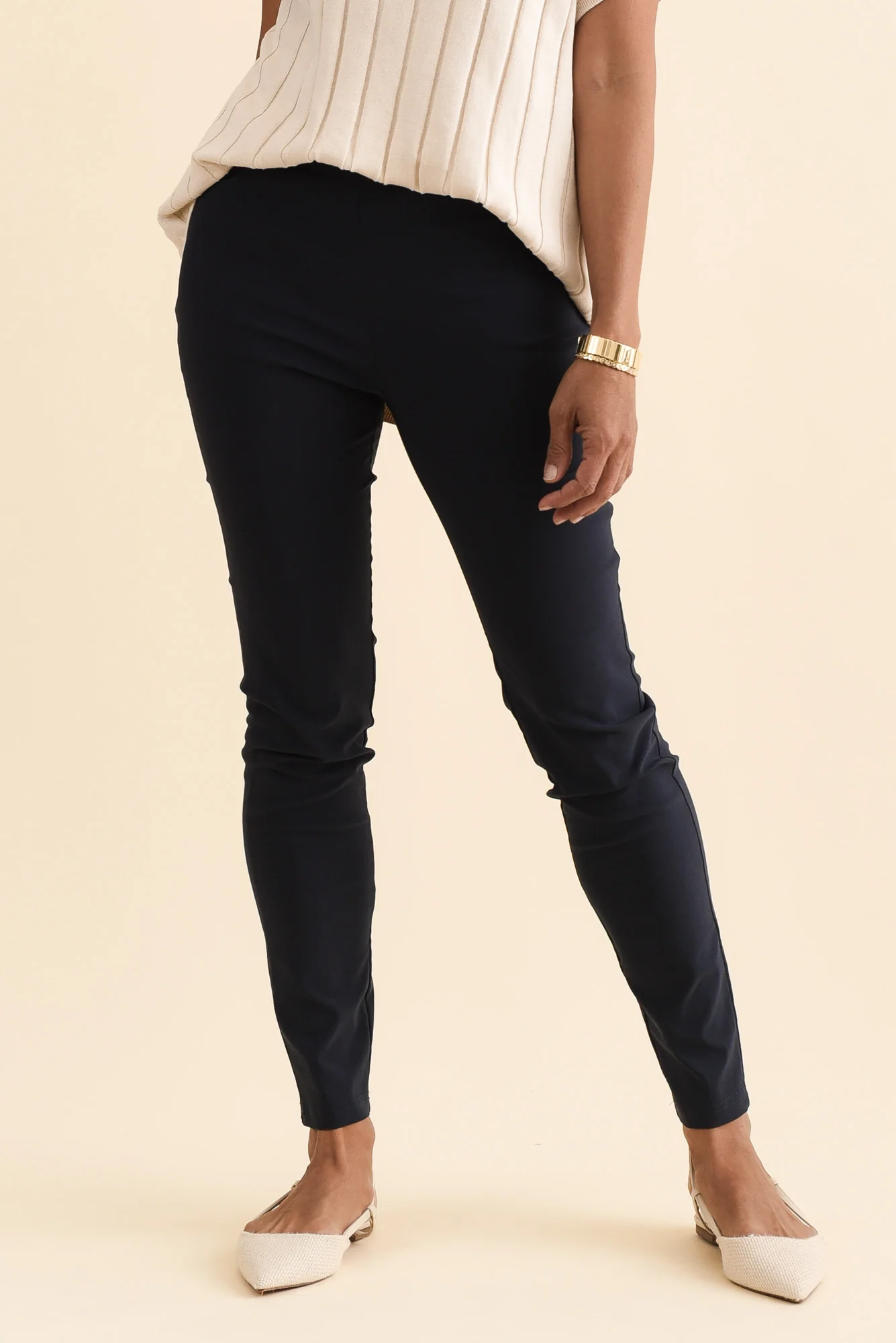 Zara Navy Stretch Full Length Pants - Image 2