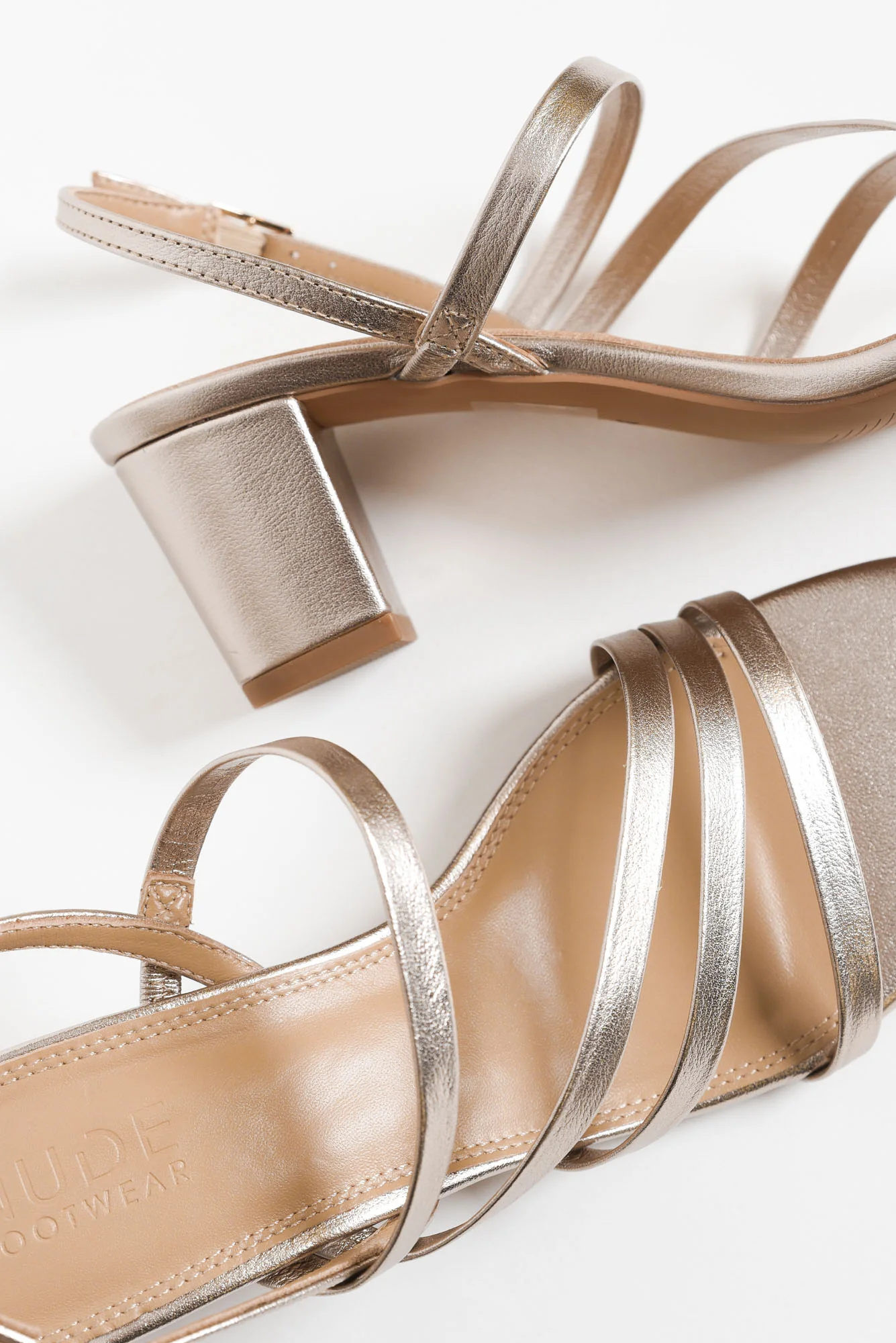 Zella Rose Gold Leather Strappy Heel - Image 3