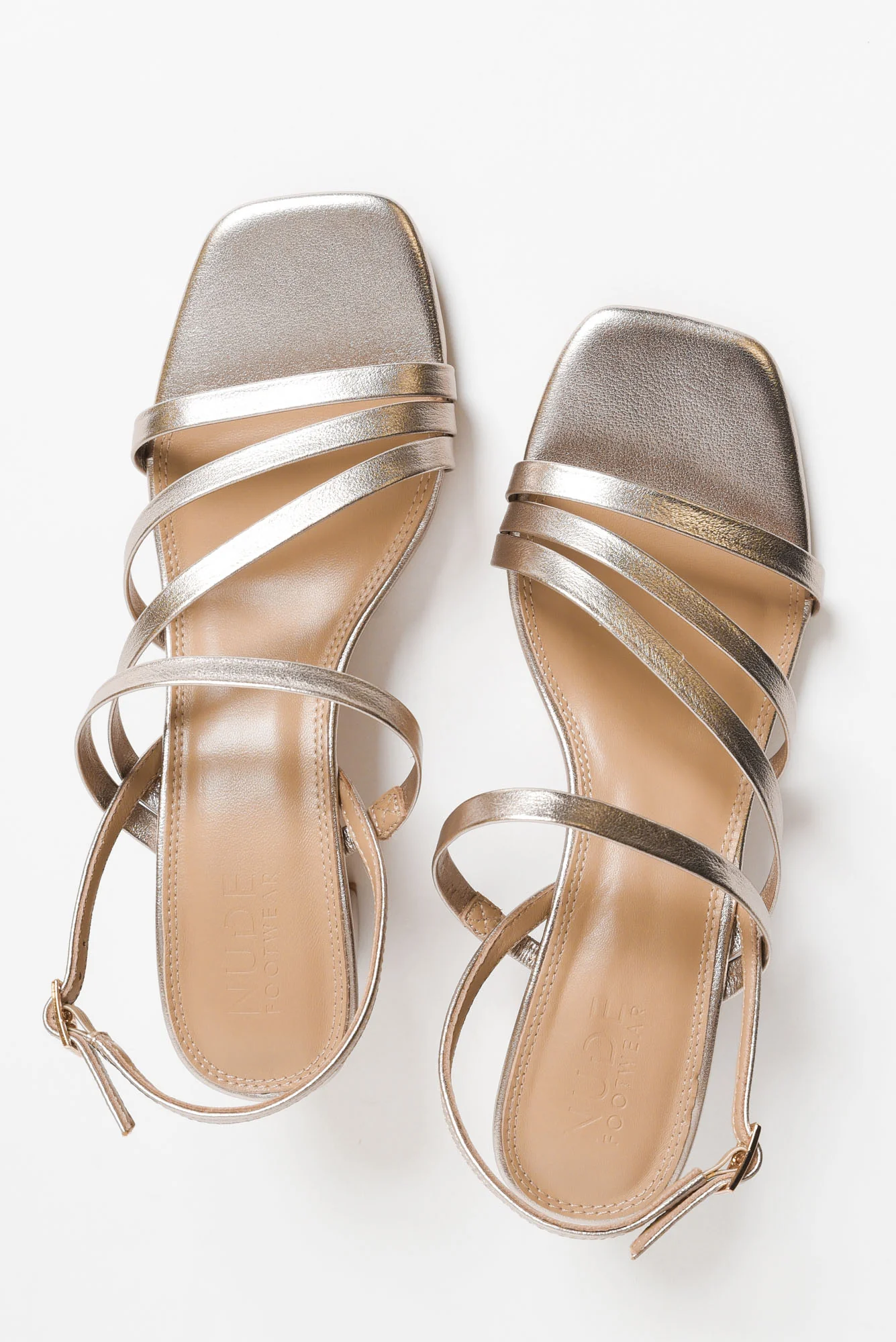 Zella Rose Gold Leather Strappy Heel - Image 4
