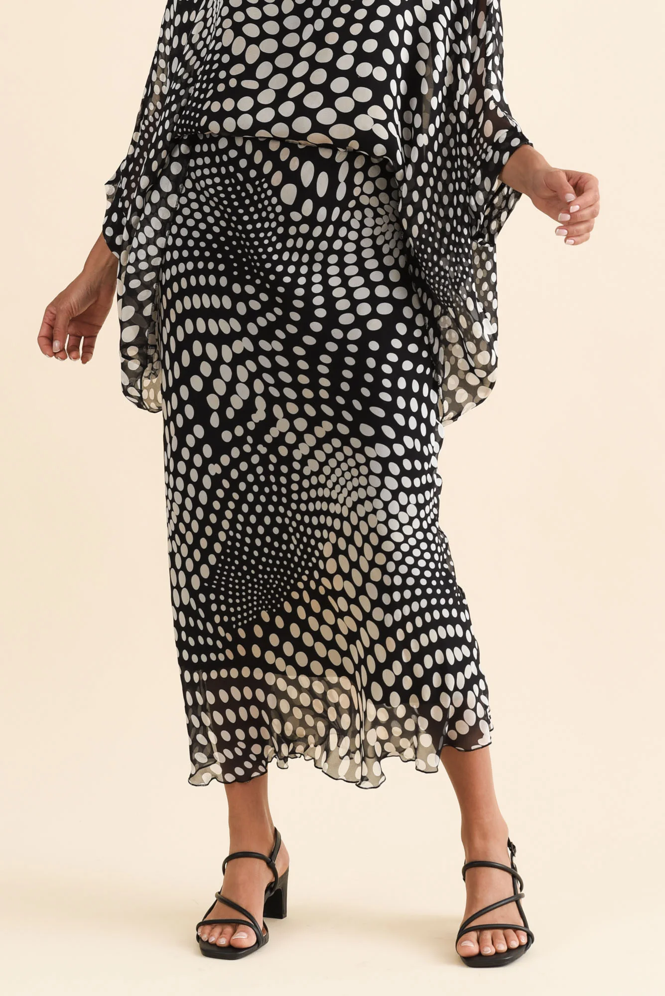 Zilpha White Spot Silk Skirt
