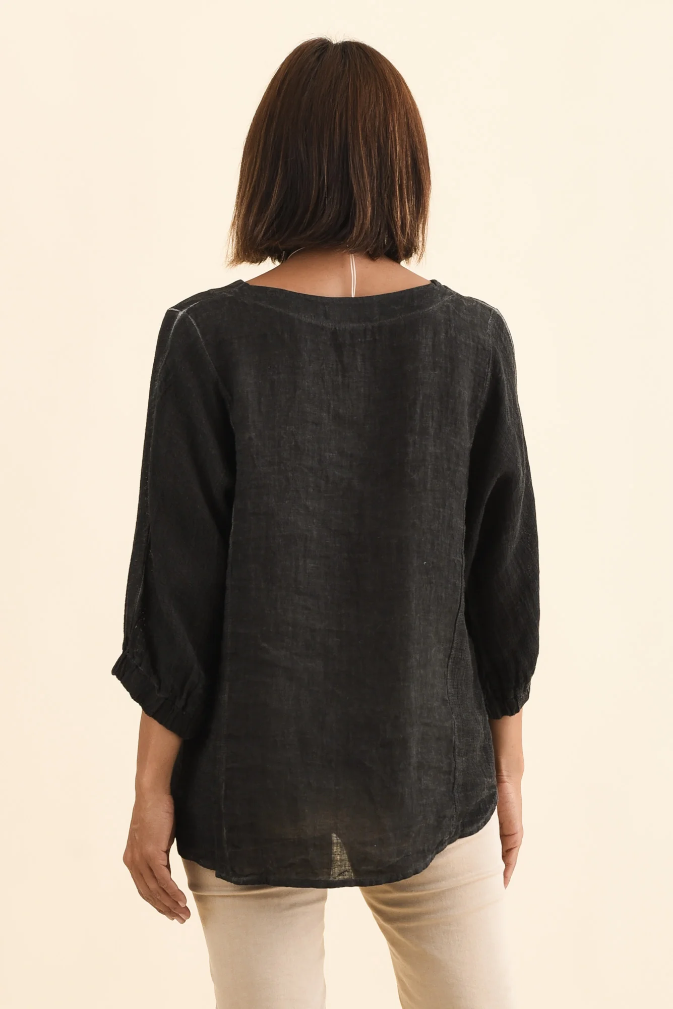 Ziola Black Linen Cotton Top - Image 4
