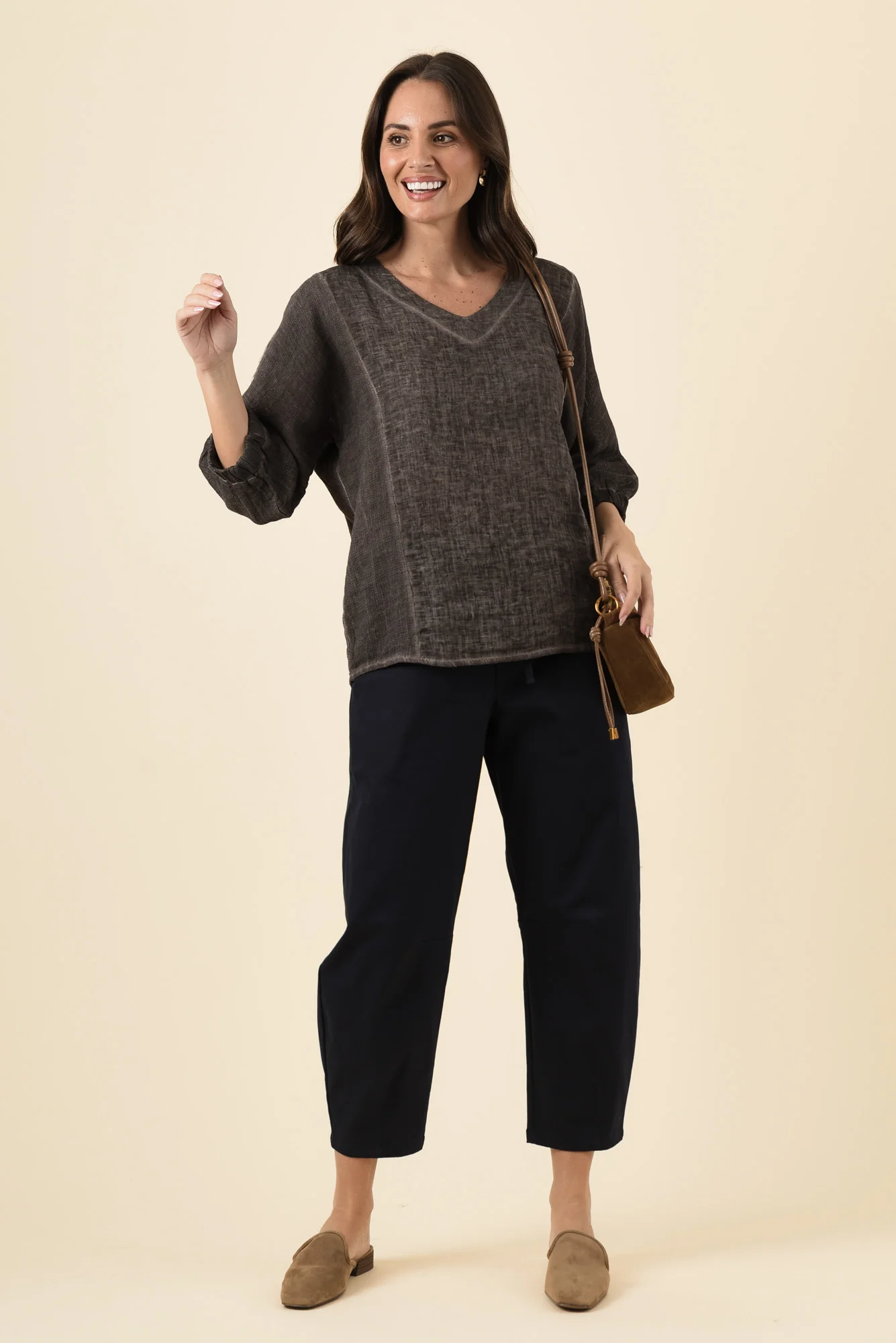 Ziola Mocha Linen Cotton Top - Image 2