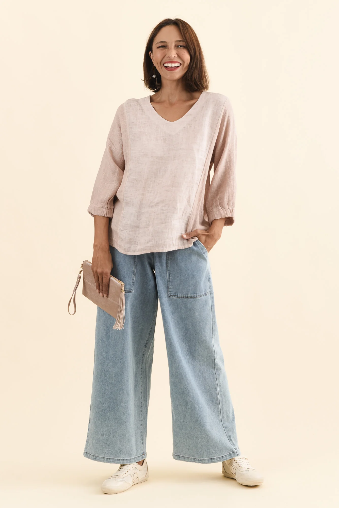 Ziola Pink Linen Cotton Top - Image 3